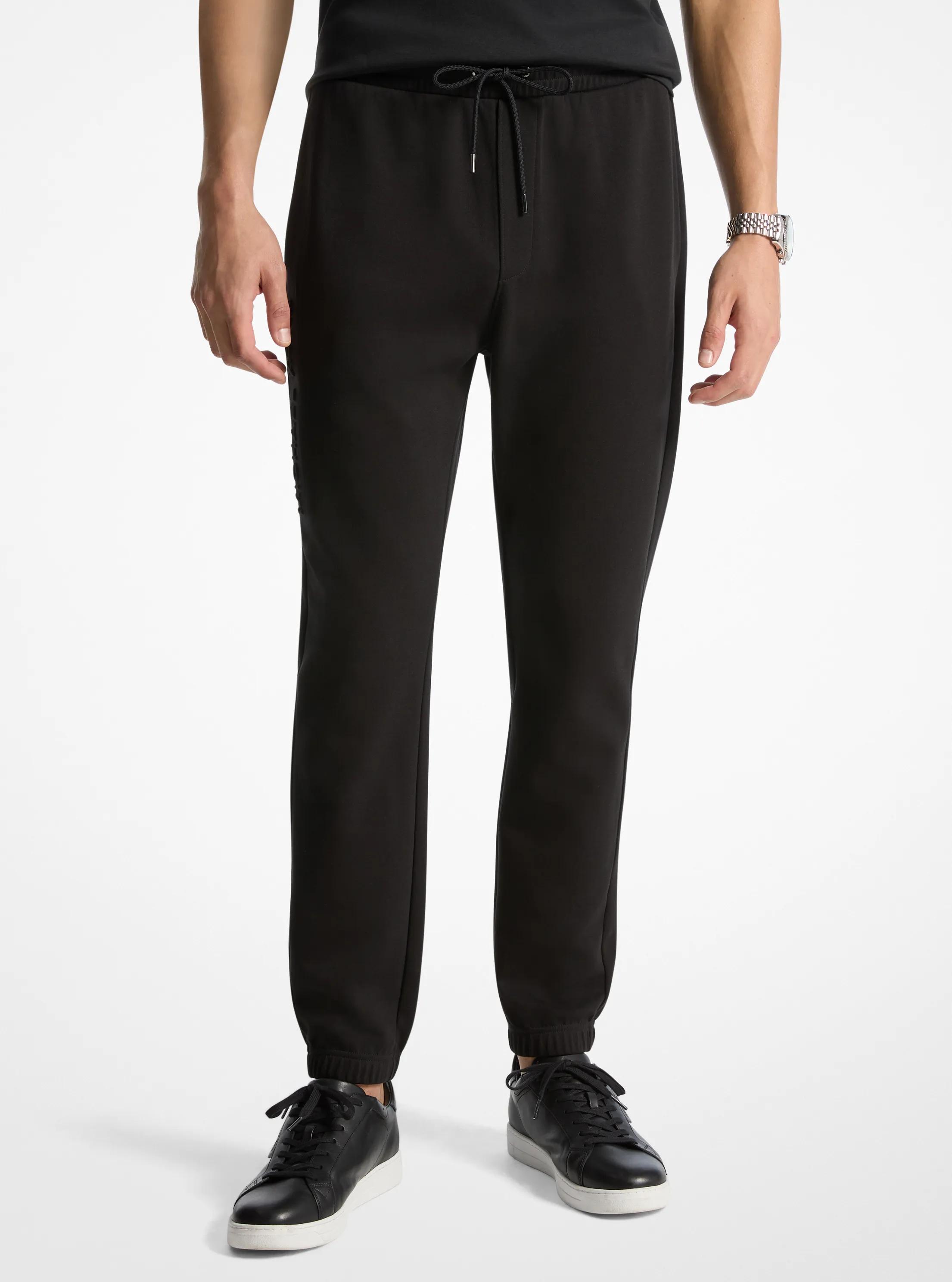 Pantalon de jogging en m&eacute;lange de coton avec logo en relief in NOIR | Michael Kors
