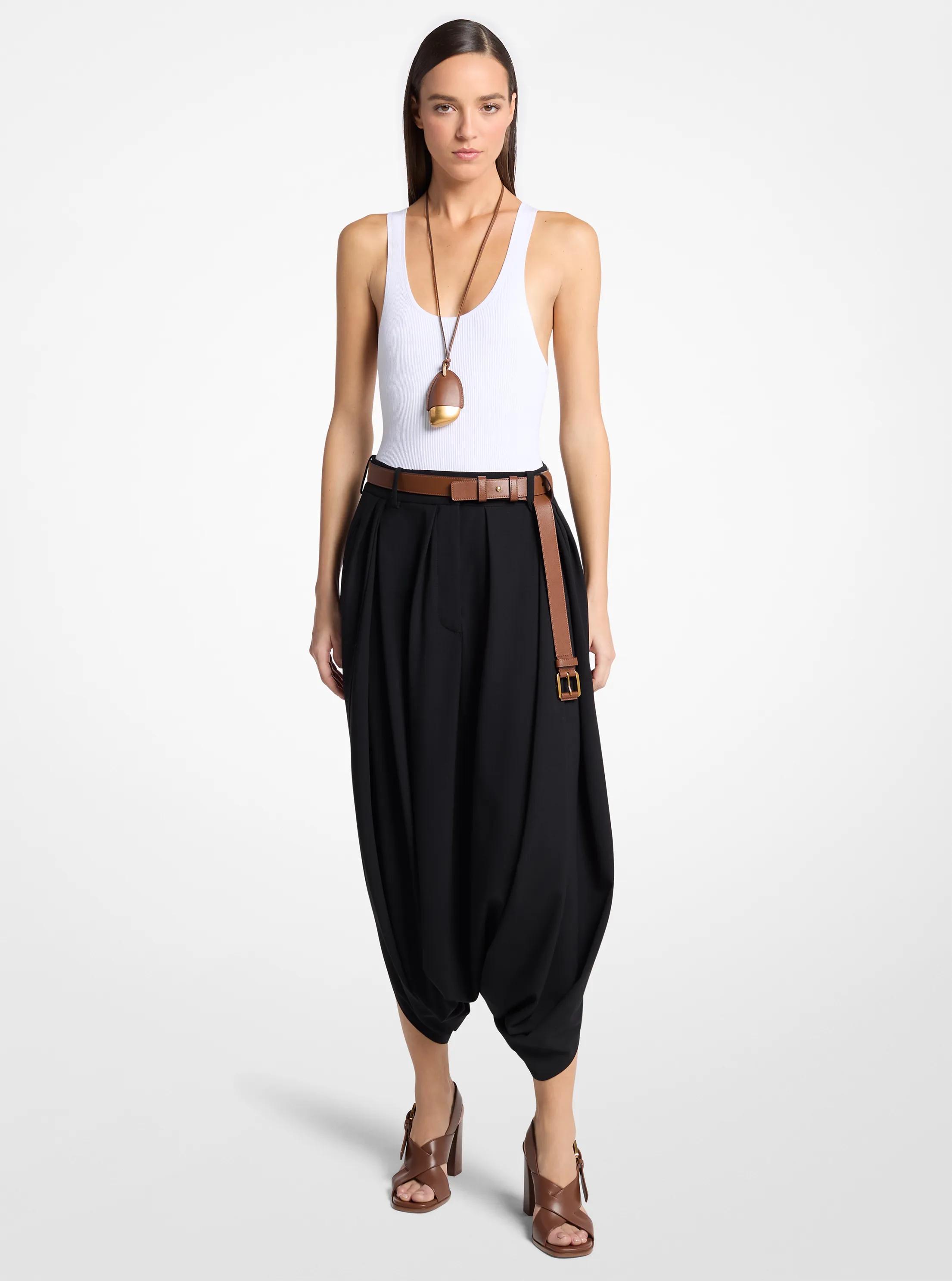 Draped Tissue Wool Culottes in BLACK | Michael Kors