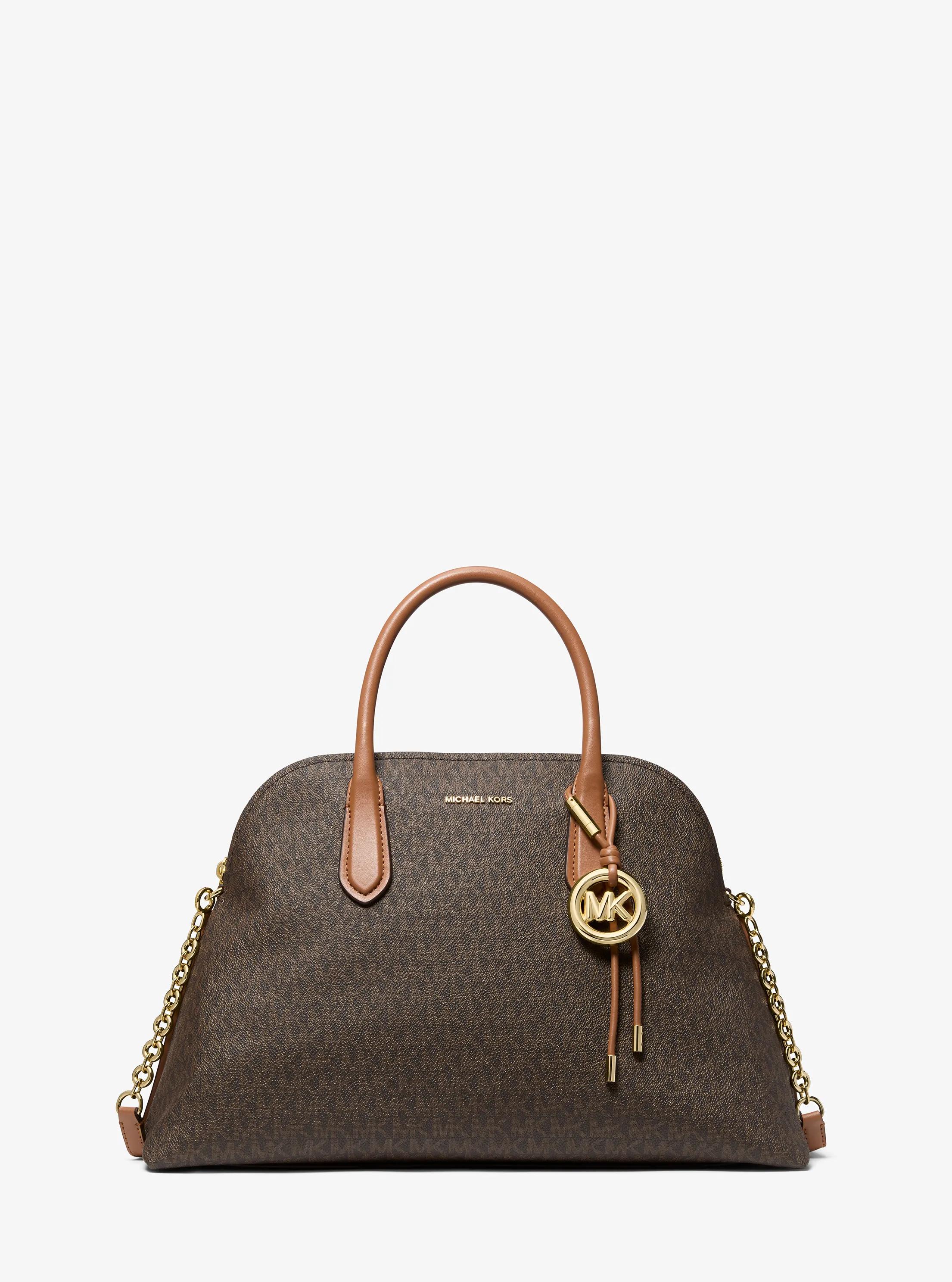 Freddie Large Signature Logo Dome Satchel in BRN/ACORN | Michael Kors