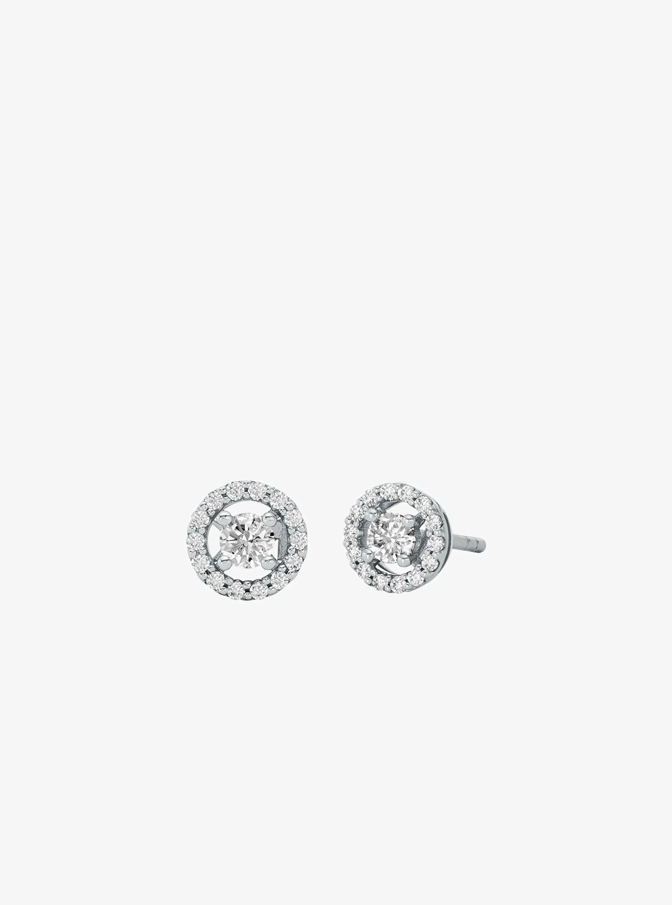 Precious Metal-Plated Sterling Silver Pavé Halo Stud Earrings
