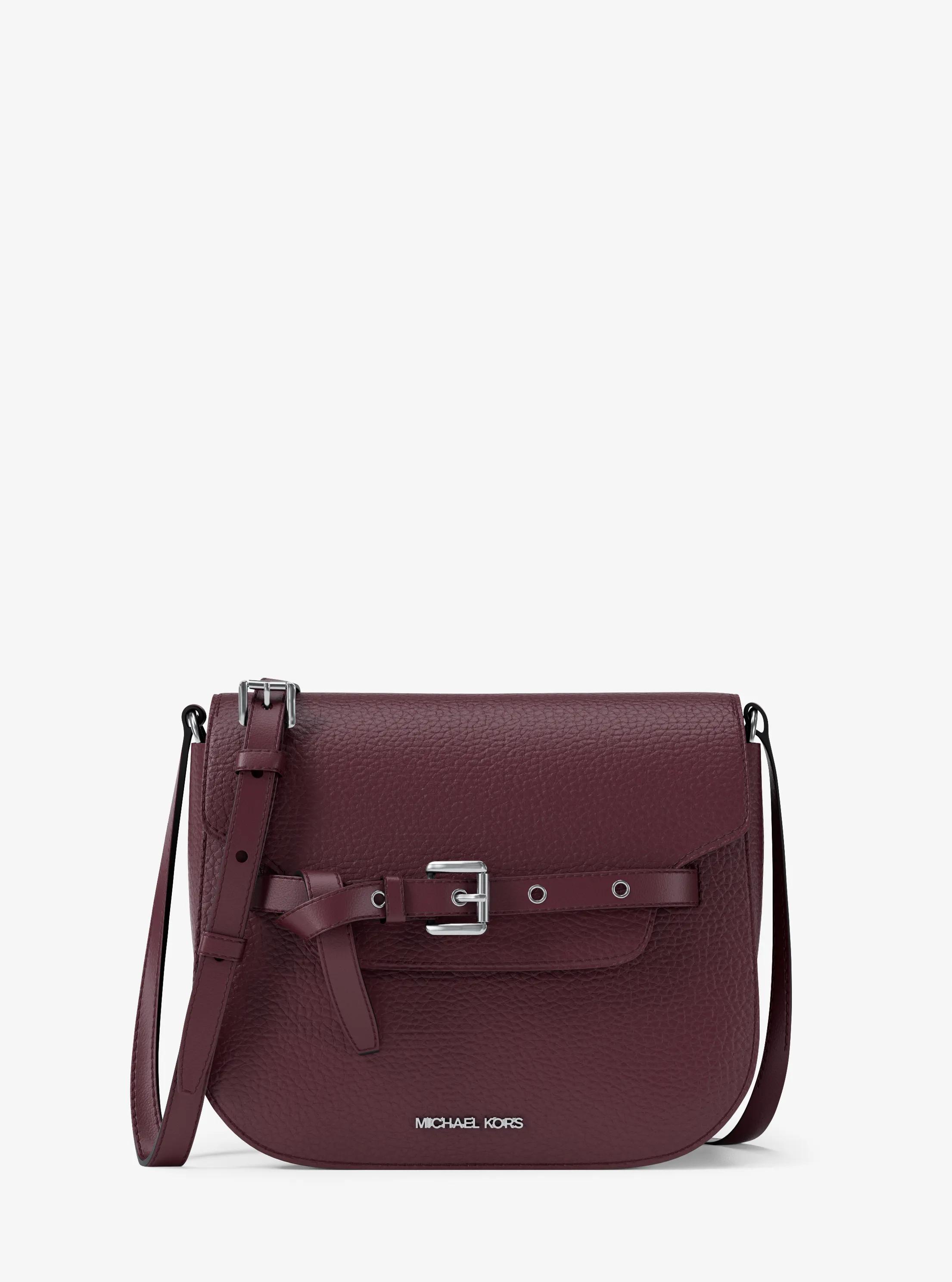 Emilia Small Pebbled Leather Saddle Crossbody Bag in OXBLOOD | Michael Kors