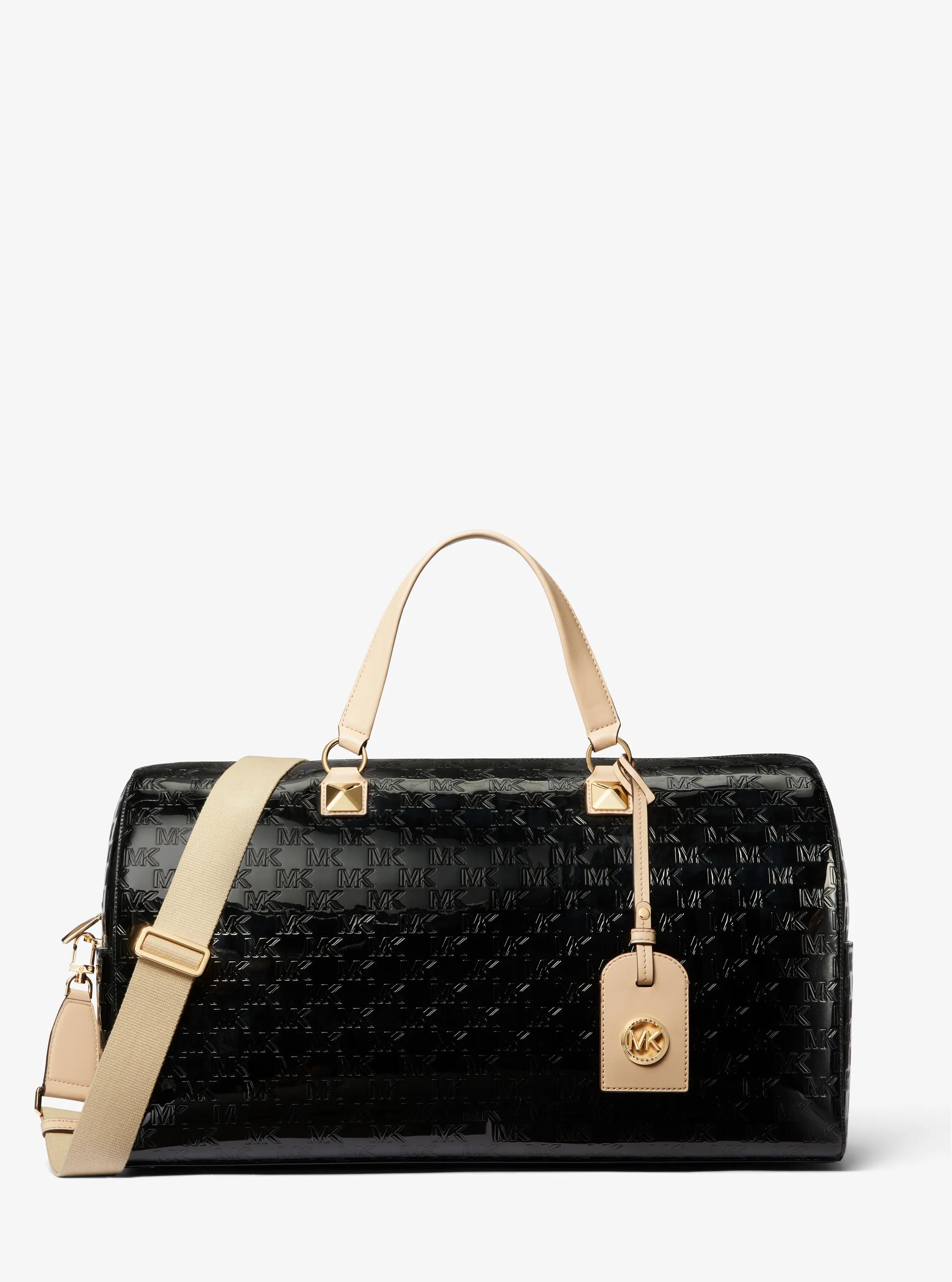 Bolso de viaje Grayson extragrande de charol en relieve con logotipo in NEGRO | Michael Kors