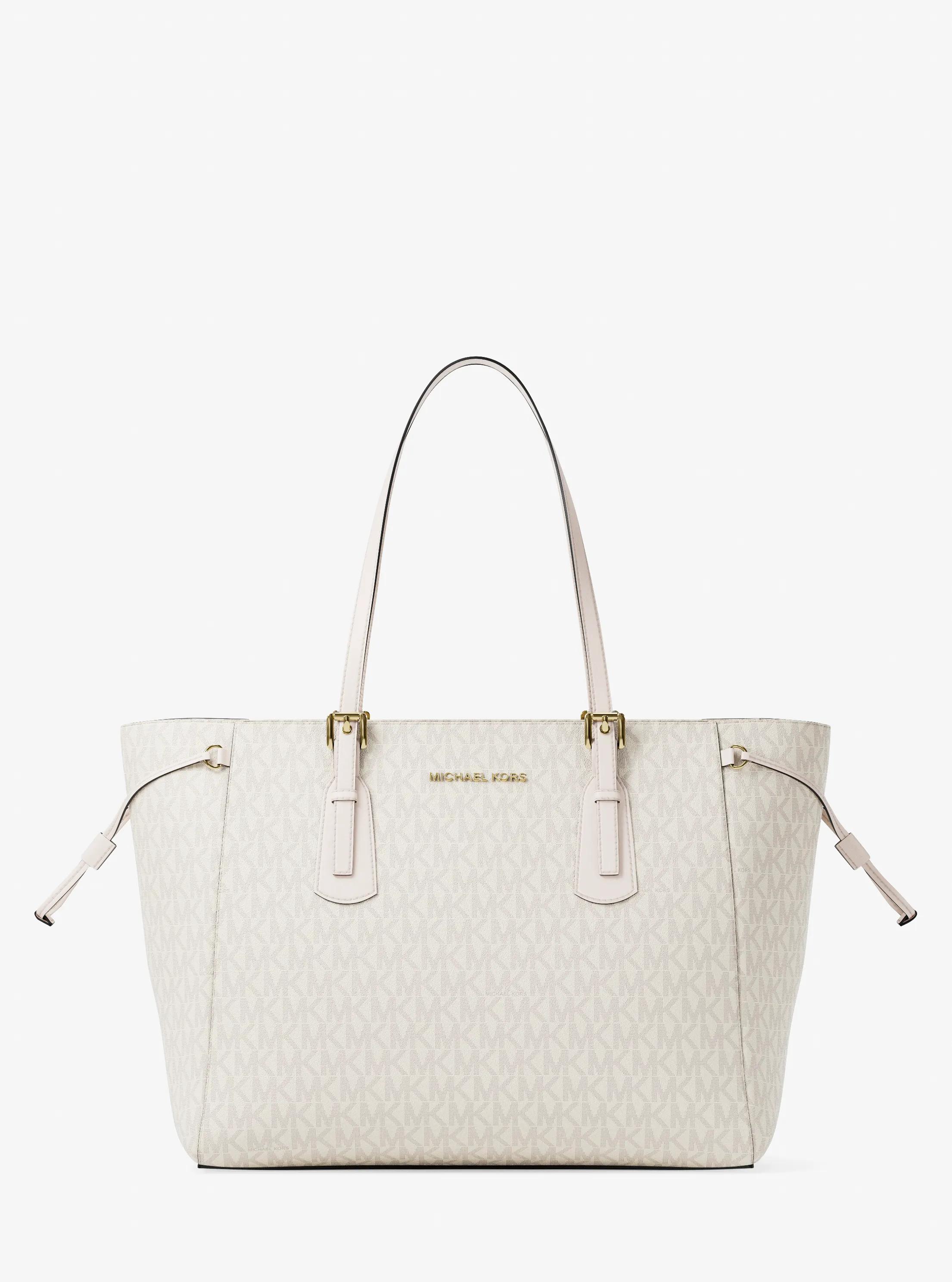 Voyager Large Signature Logo Top-Zip Tote Bag in LT CRM MULTI