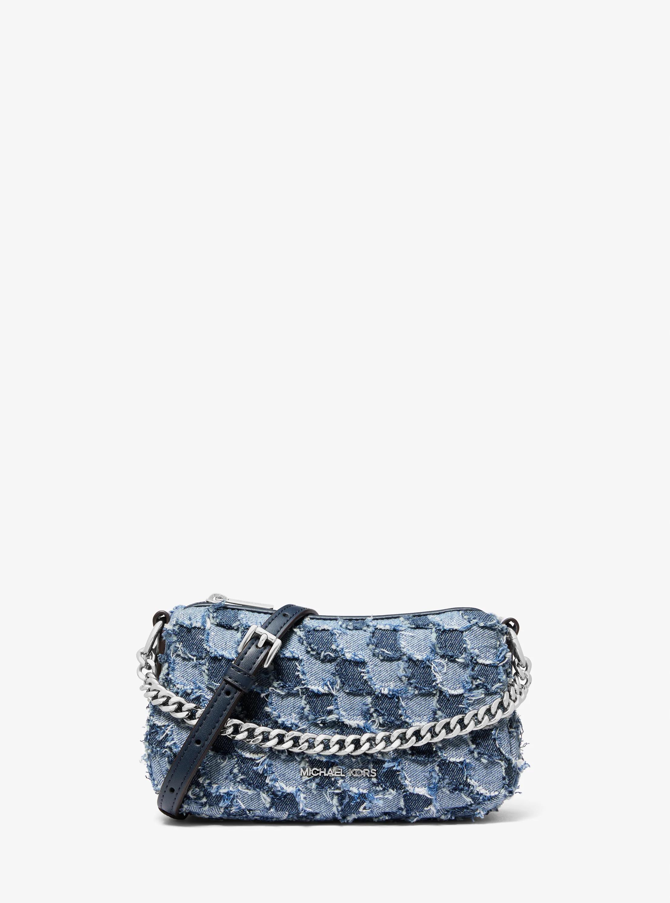 Petit sac à bandoulière convertible Carmela en denim à motif patchwork