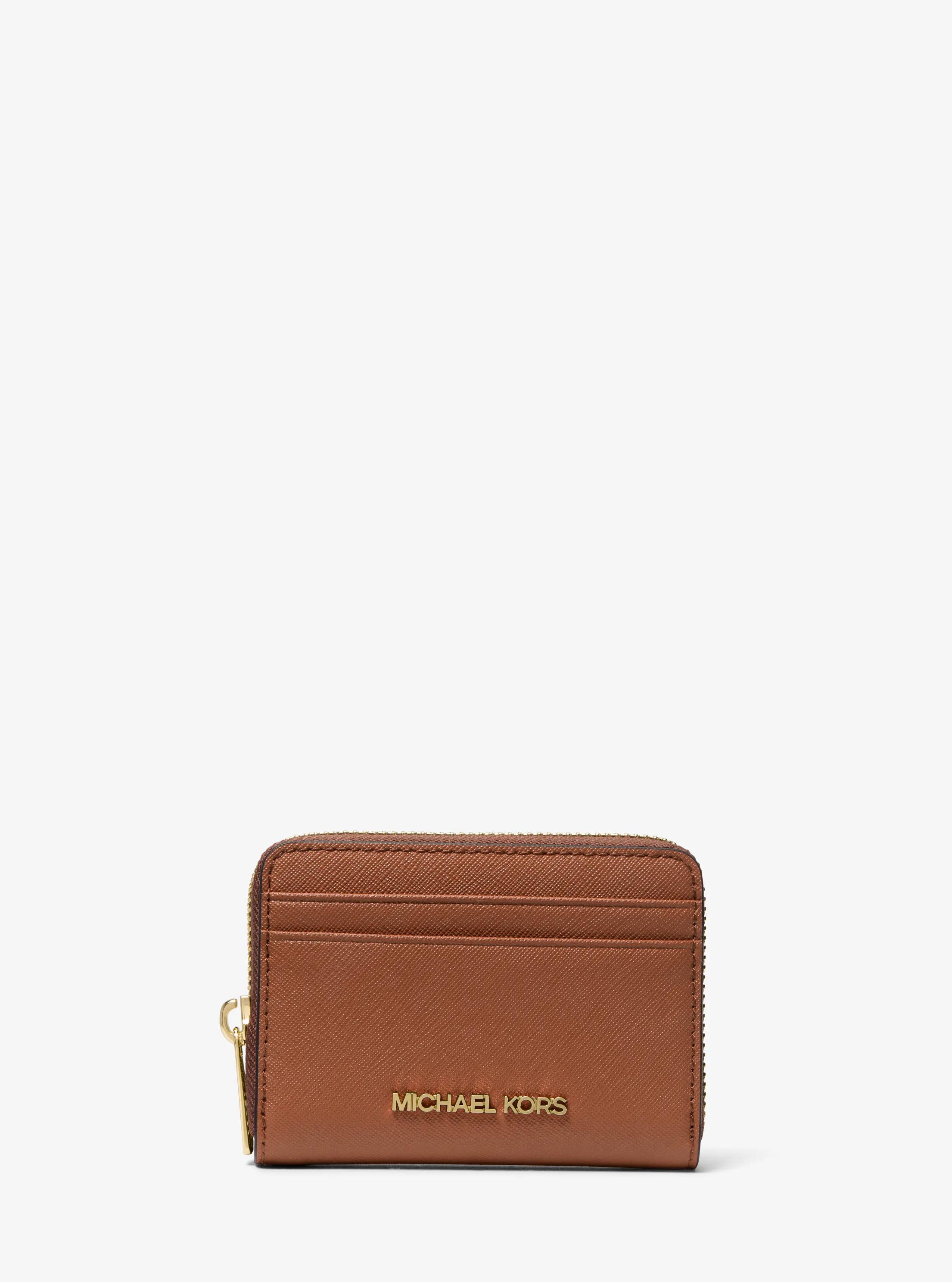Jet Set Travel Medium Saffiano Leather Wallet in LUGGAGE | Michael Kors