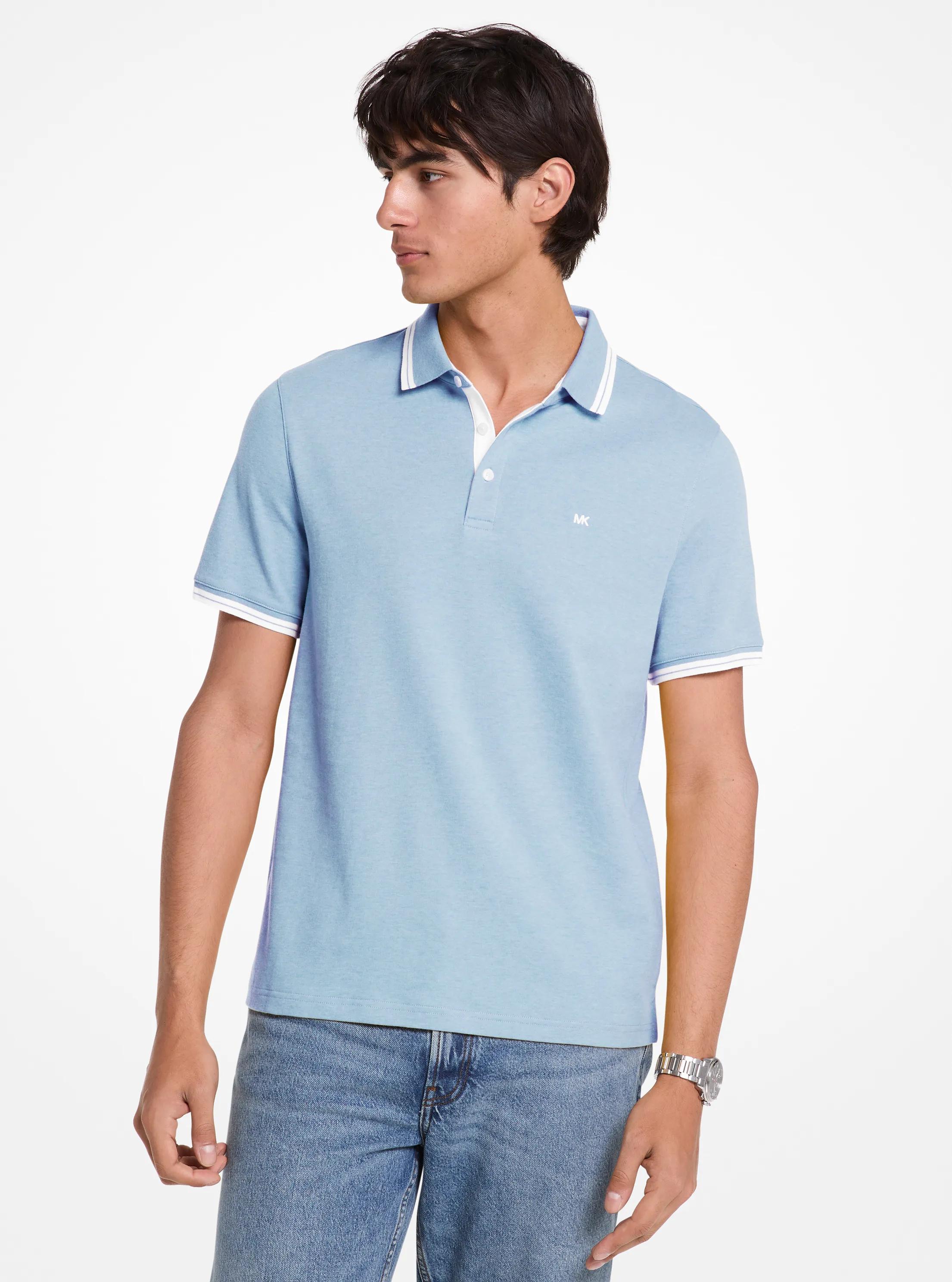 Greenwich Cotton Polo Shirt in PL BLUE HTHR | Michael Kors