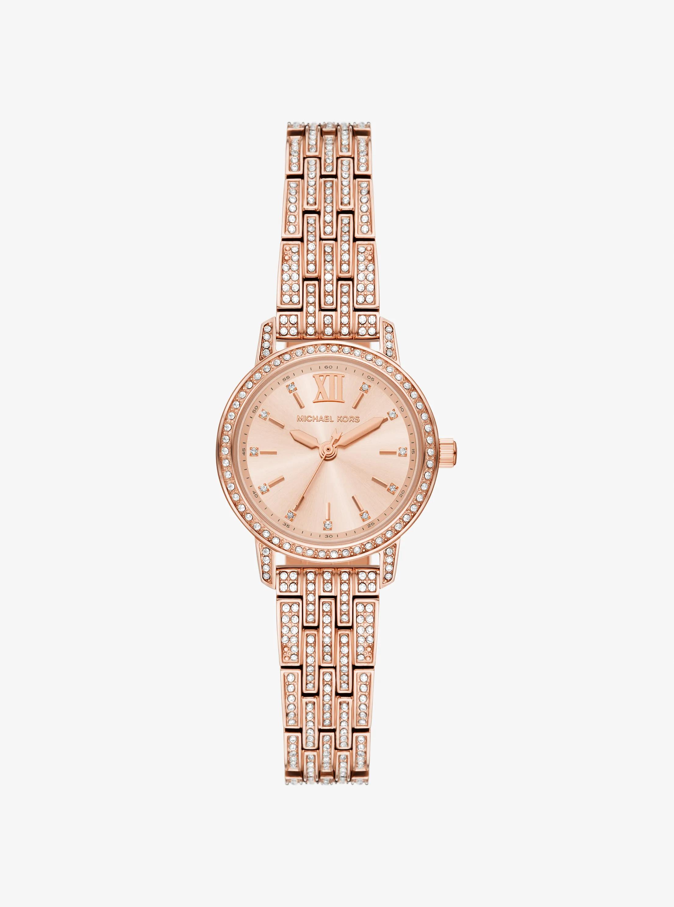 Petite Melissa Pav&eacute; Rose Gold-Tone Watch in ROSE GOLD | Michael Kors