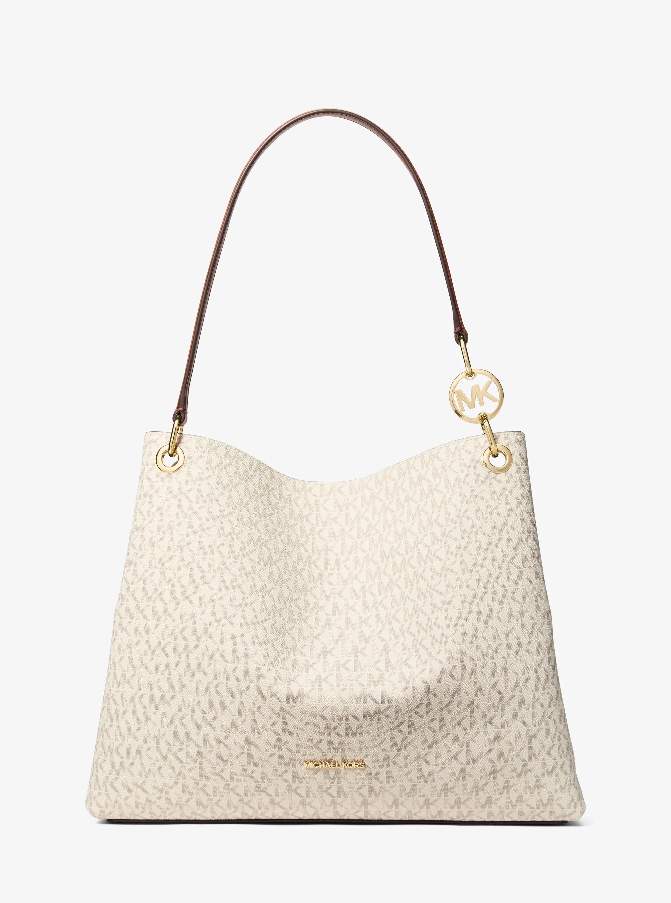 Christina Large Signature Logo Shoulder Bag in VANILLA | Michael Kors