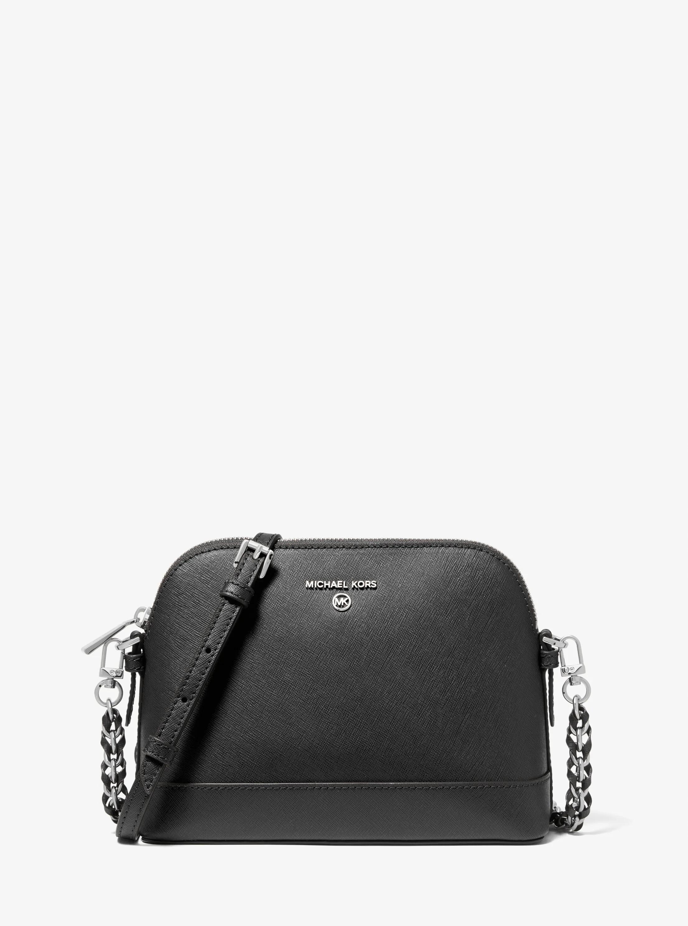 Grand sac &agrave; bandouli&egrave;re de forme arrondie en cuir Saffiano in NOIR | Michael Kors