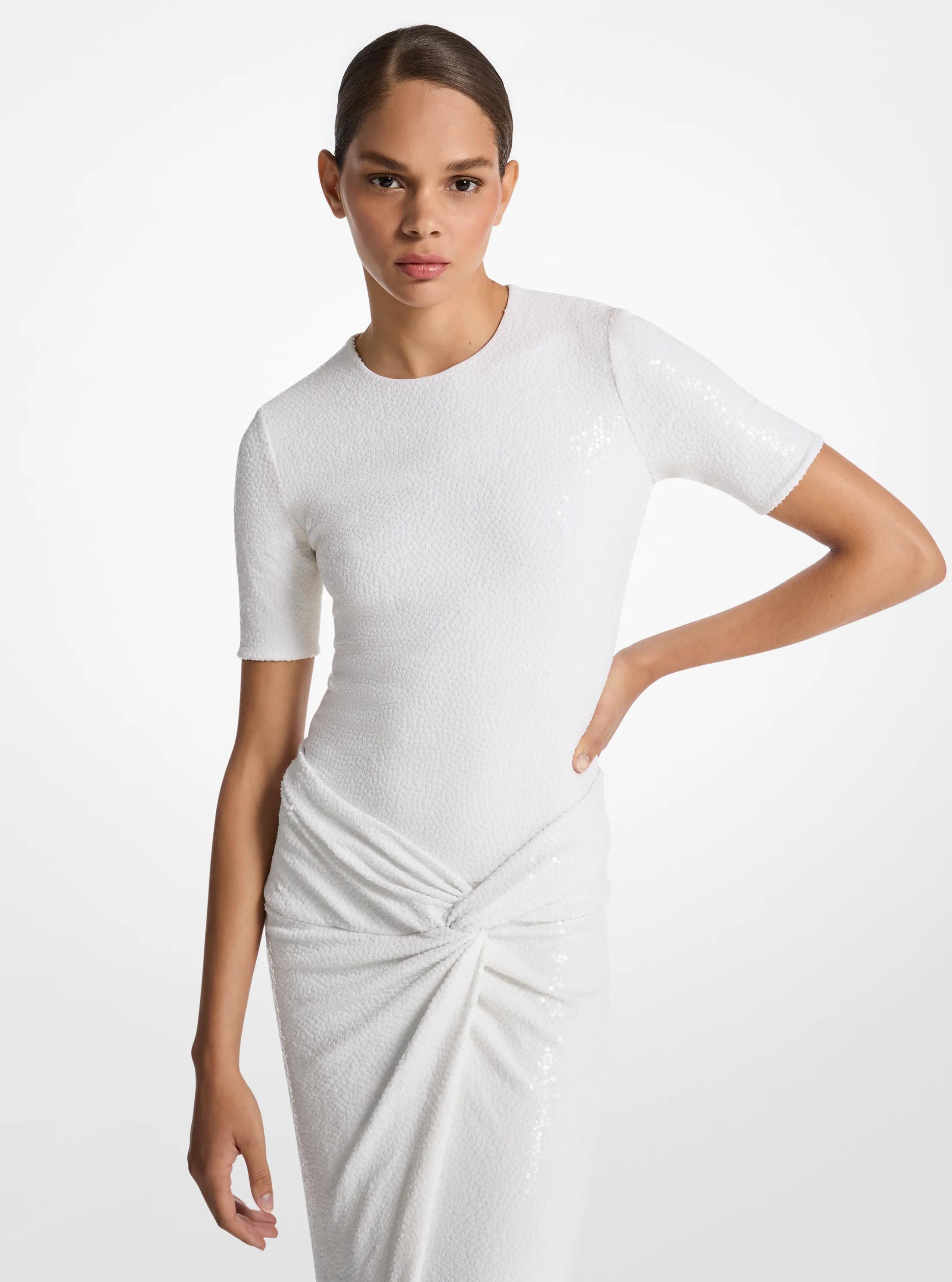 Body de punto mate el&aacute;stico con lentejuelas in BLANCO INTENSO | Michael Kors