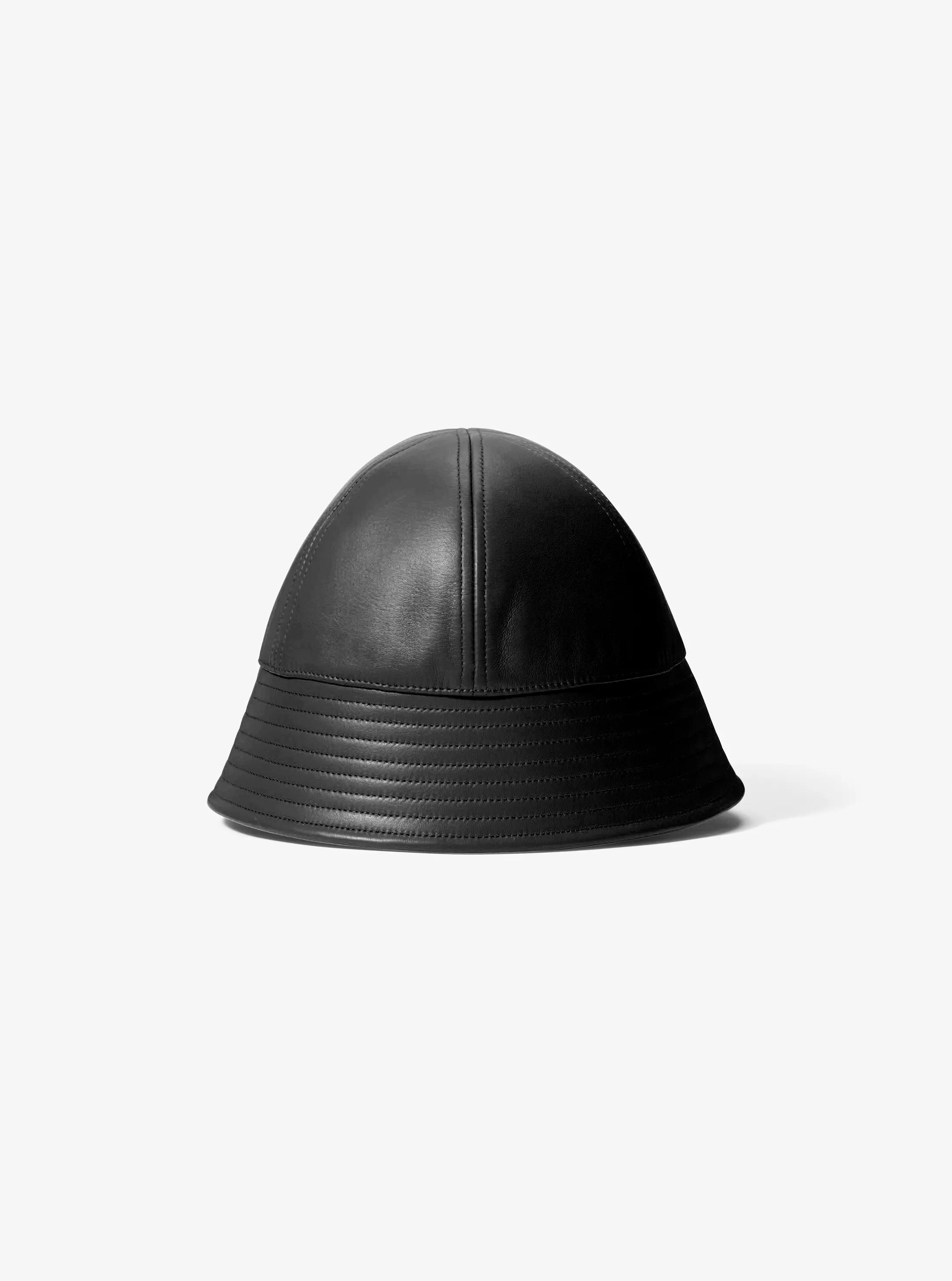 Michael Kors Leather Bucket Hat In Black