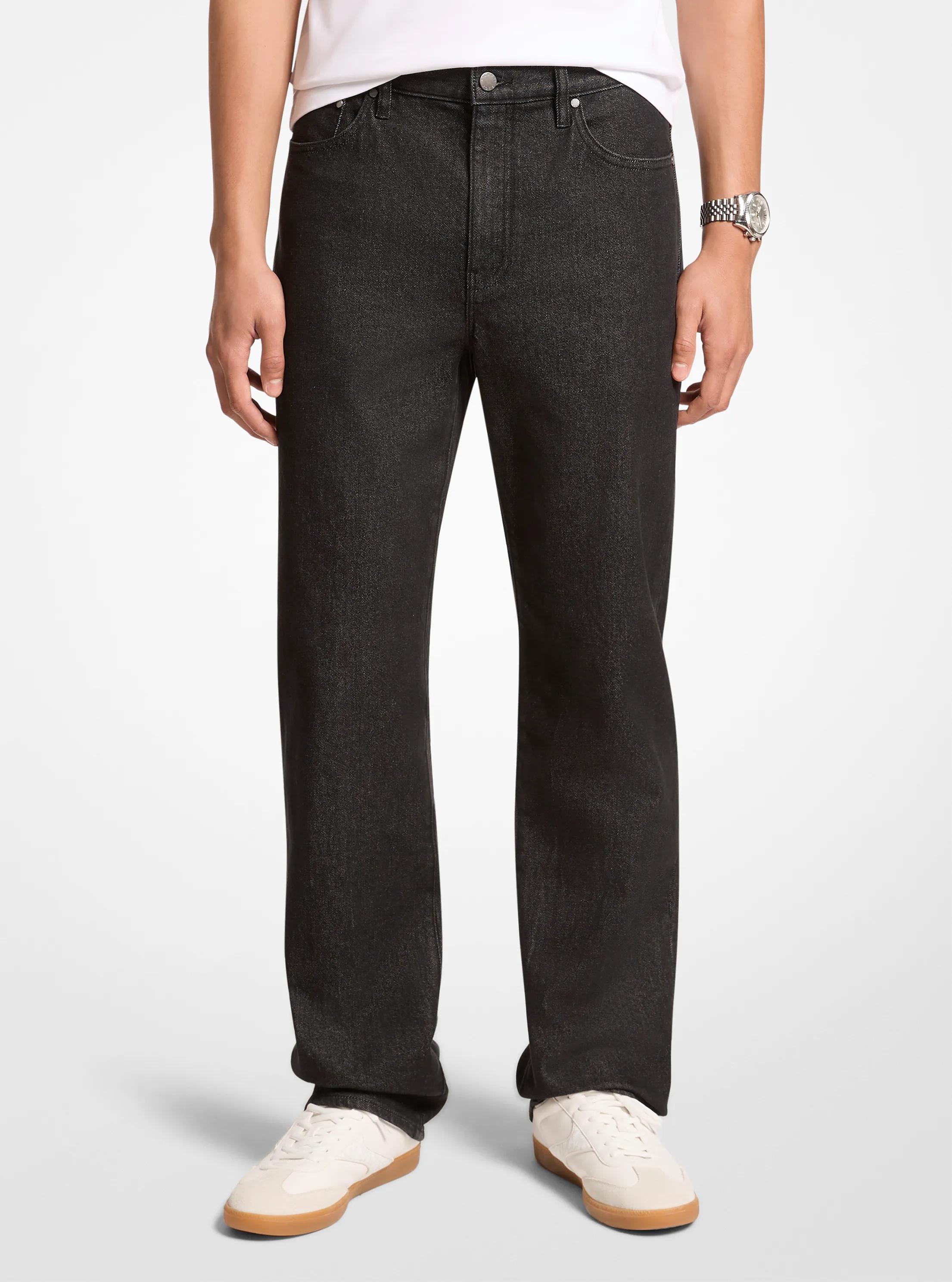 Finn Straight-Leg Stretch Denim Jeans in BLACK RINSE | Michael Kors