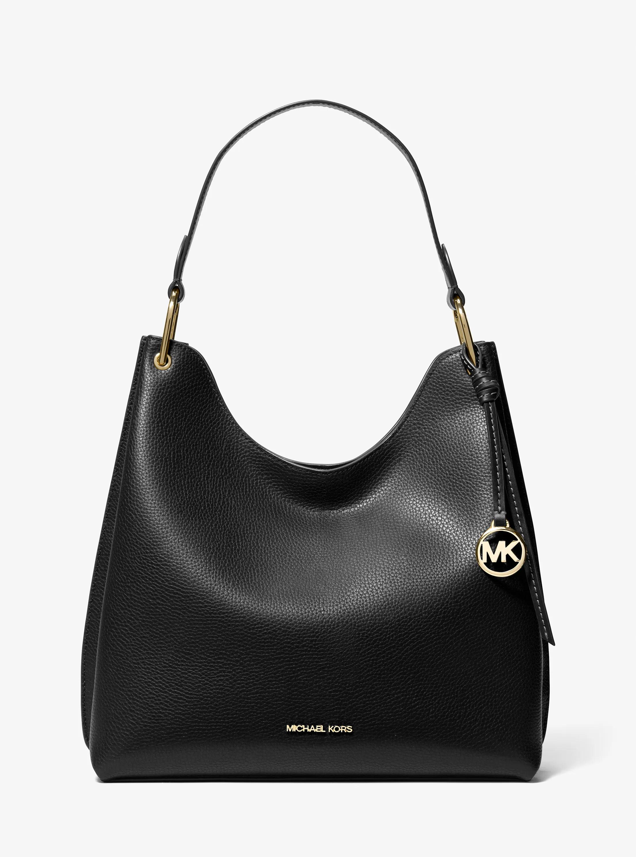 Joan Large Pebbled Leather Hobo Shoulder Bag in BLACK | Michael Kors