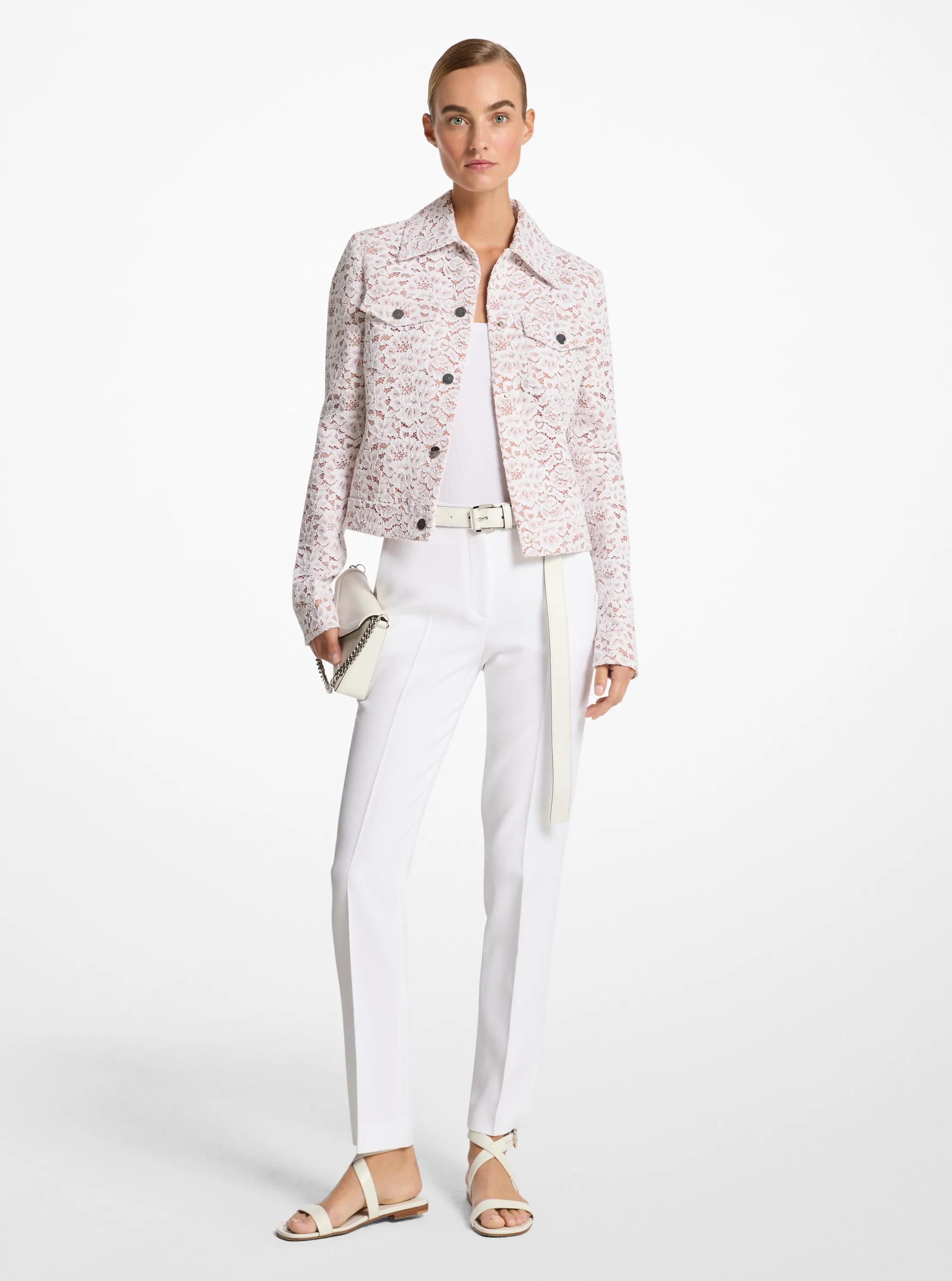 Corded Floral Lace Jacket in OPTIC WHITE | Michael Kors