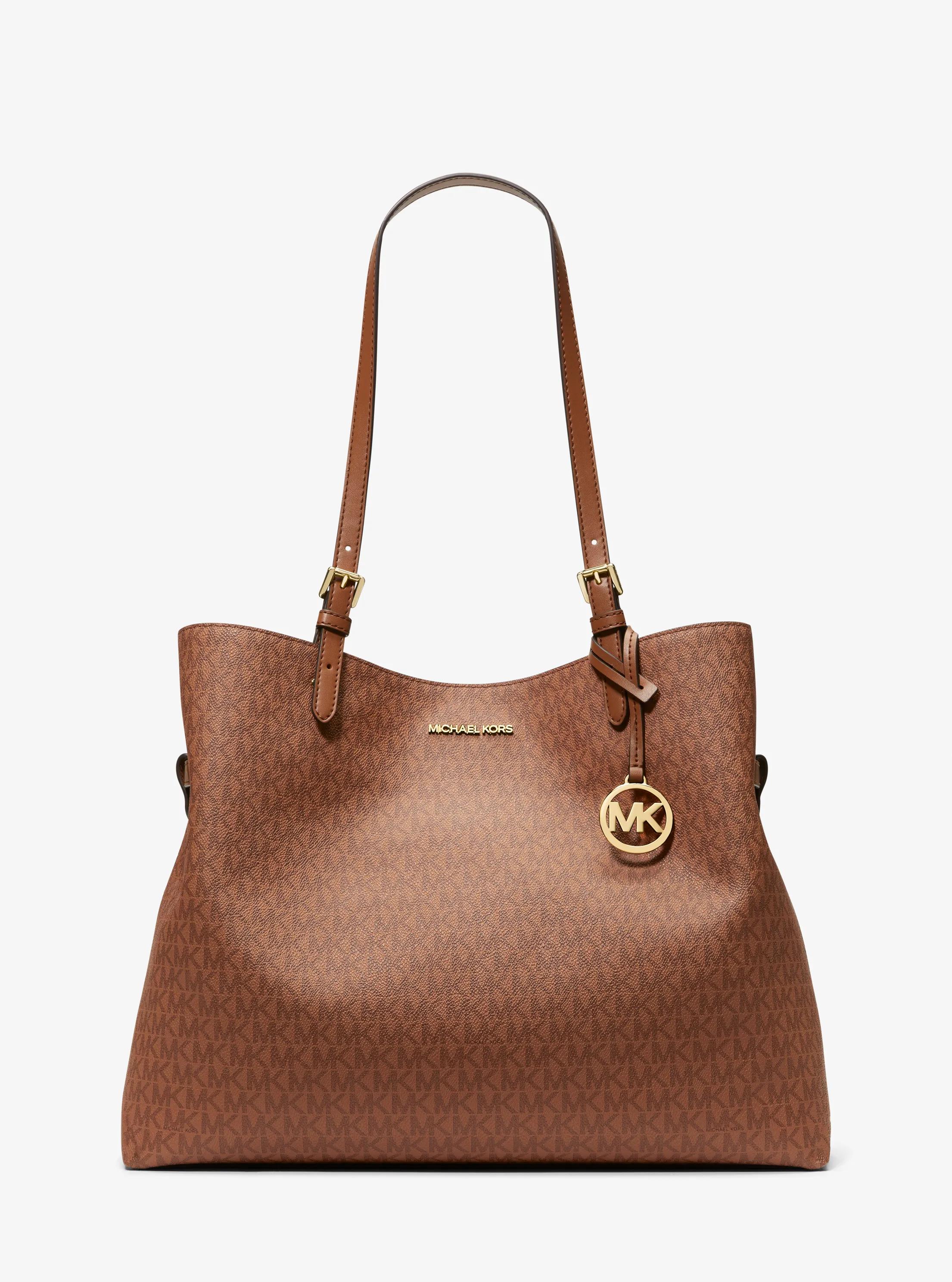 Lenox Large Signature Logo Tote Bag in LUGGAGE | Michael Kors