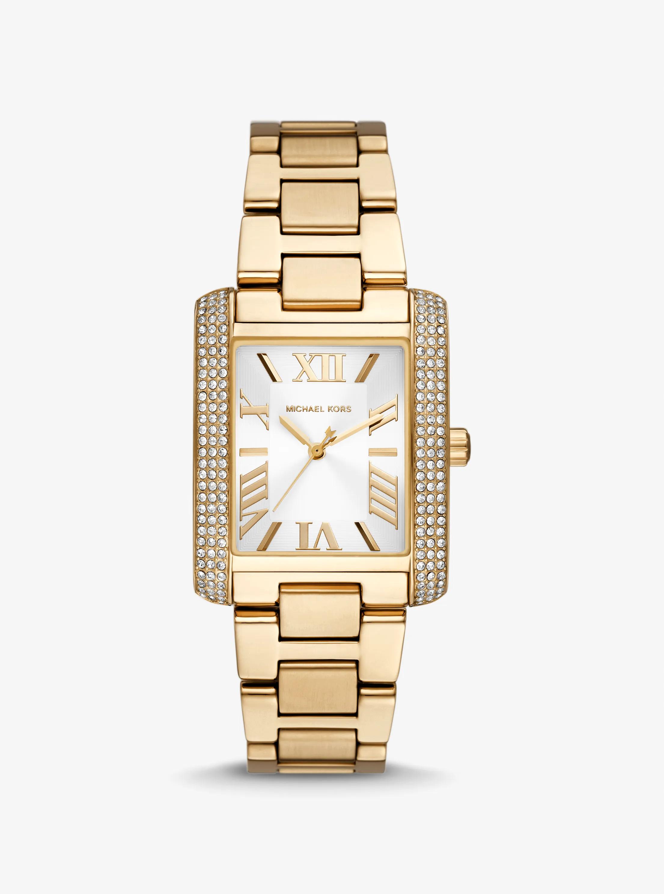 Oversized Emery Pav&eacute; Gold Tone Watch in GOLD | Michael Kors
