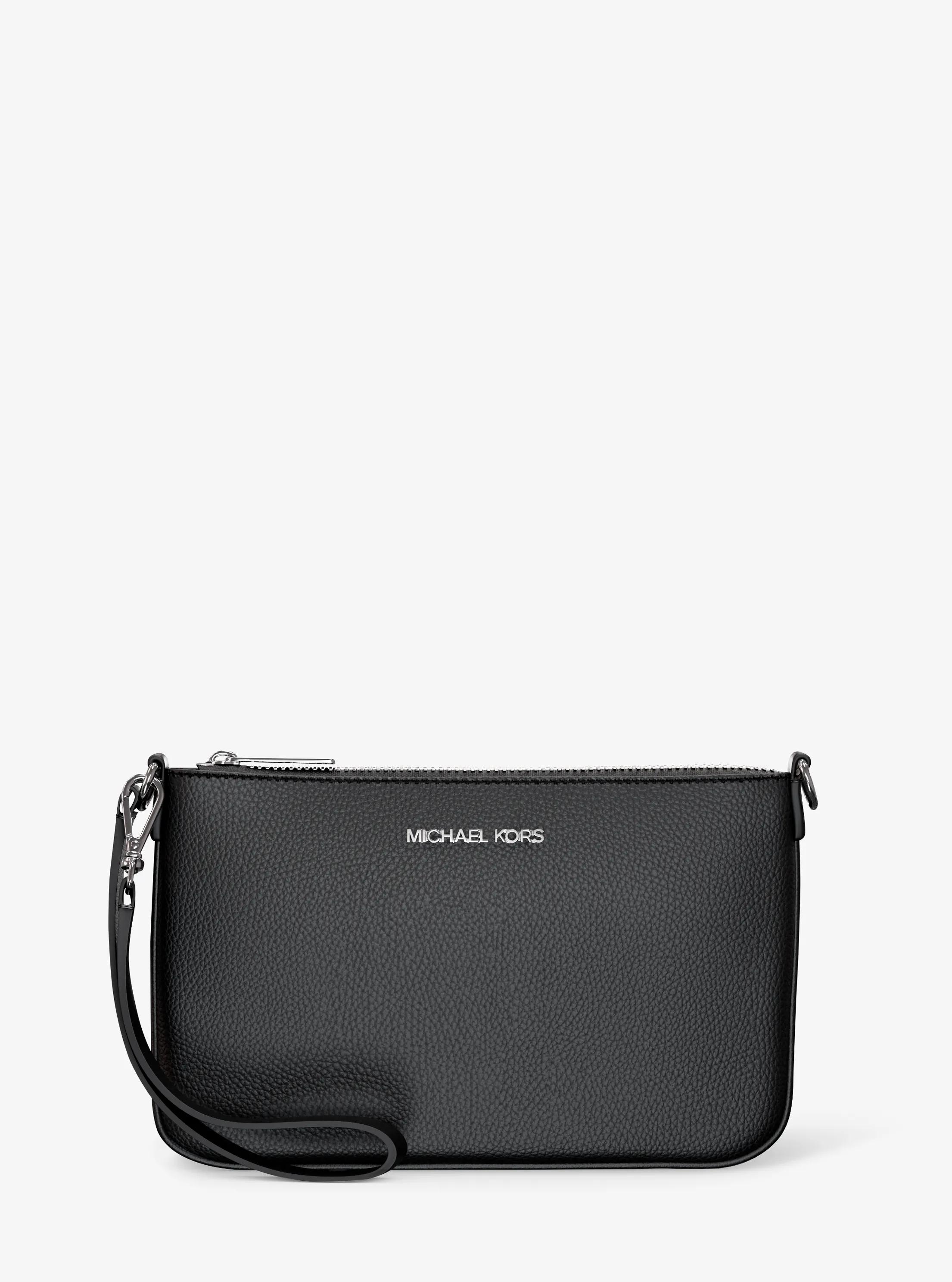Petite pochette-bracelet Jet Set convertible en cuir grain&eacute; in NOIR | Michael Kors