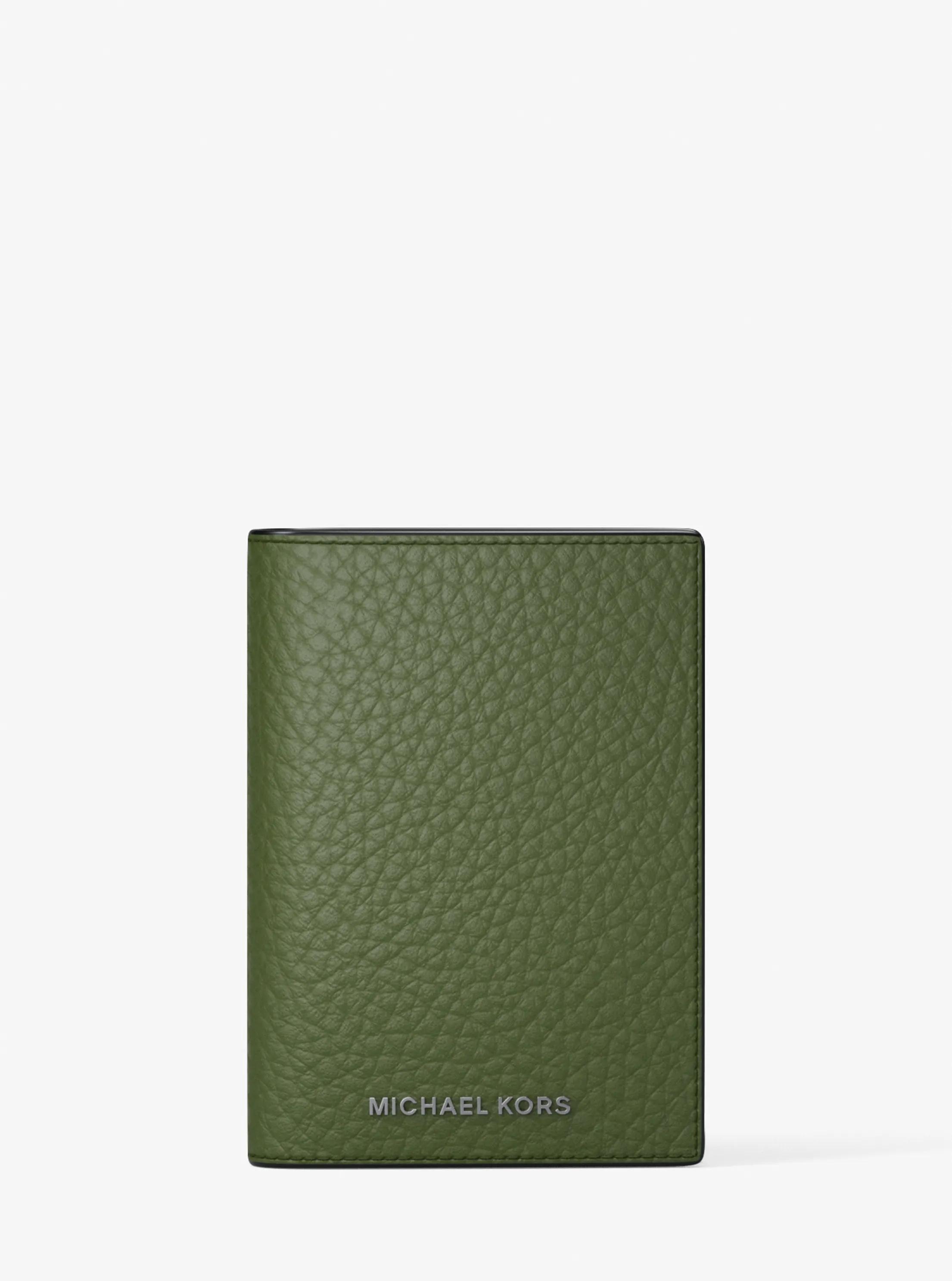 Hudson Pebbled Leather Folio Card Case in EVERGREEN | Michael Kors