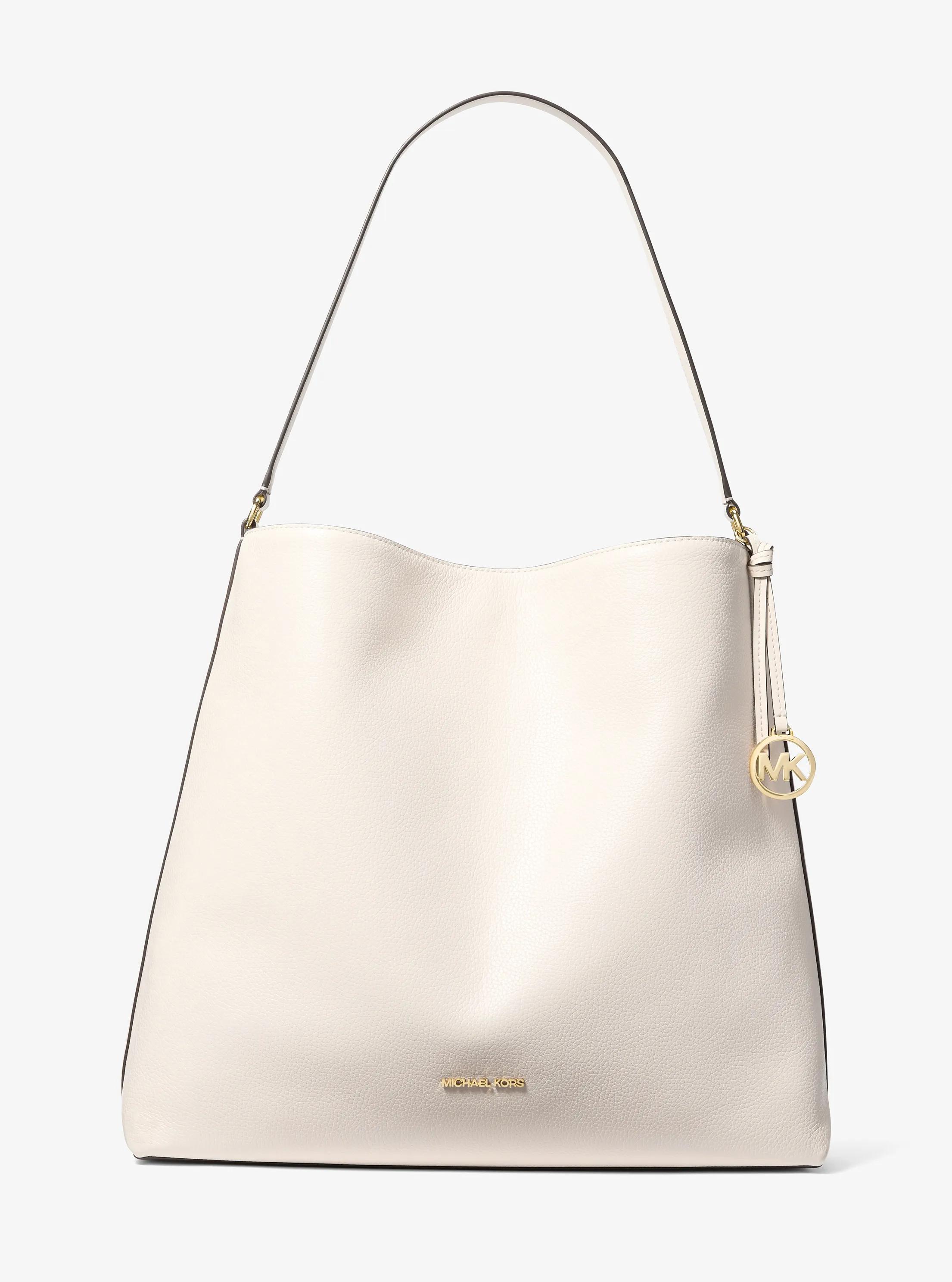 Sammy Large Pebbled Leather Hobo Shoulder Bag in LT CREAM | Michael Kors