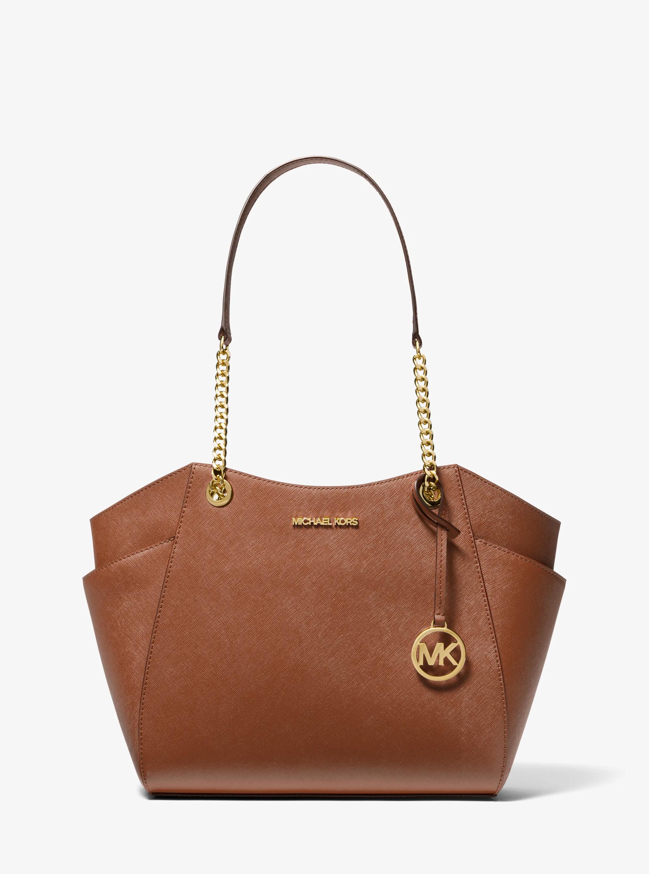 Jet Set Large Saffiano Leather Shoulder Bag in LUGGAGE | Michael Kors