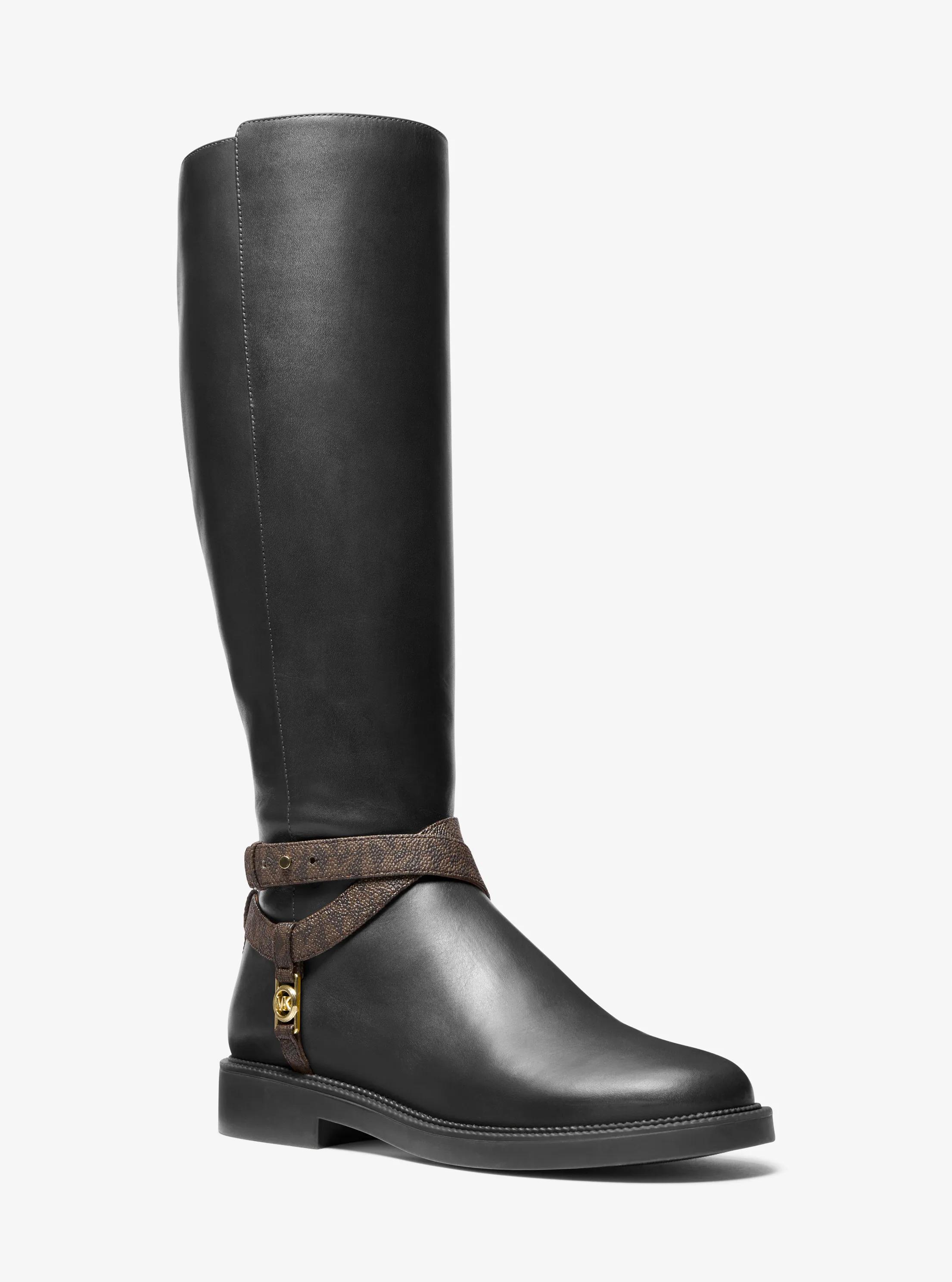 Abigail Leather Riding Boot in BLK/BROWN | Michael Kors