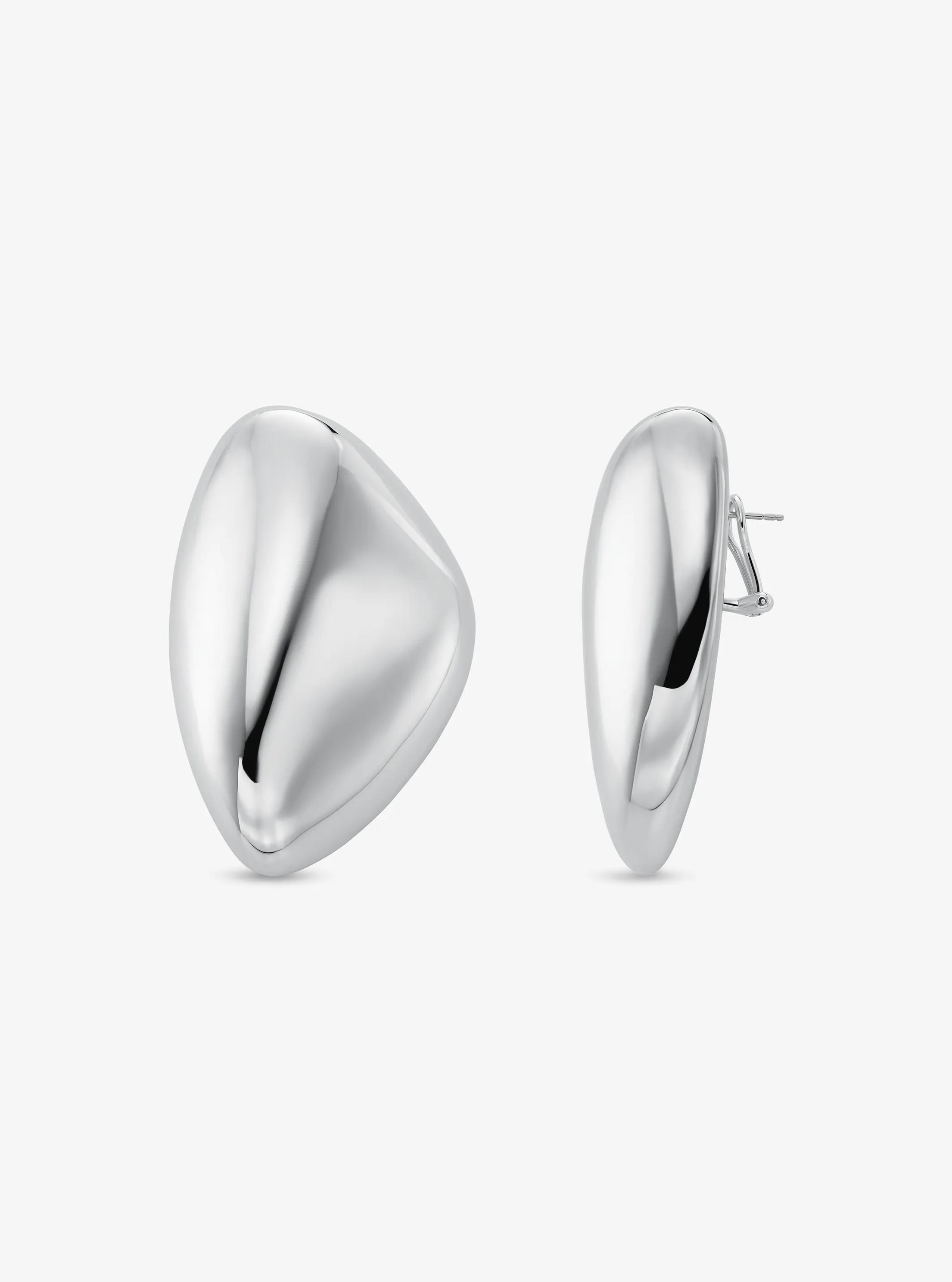Large Precious Metal-Plated Brass Pebble Earrings in SILVER | Michael Kors