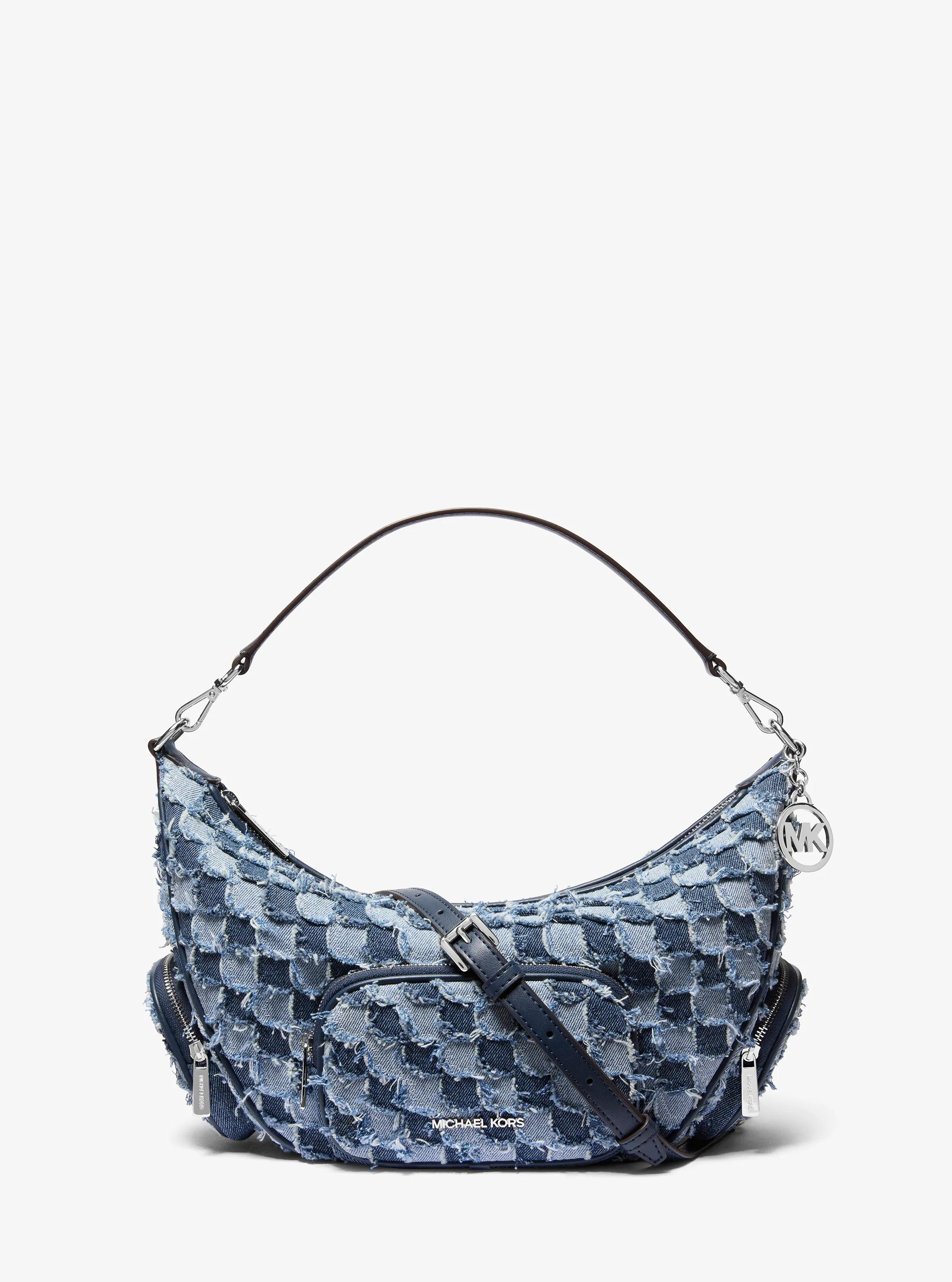 Michael Kors Merritt Medium Patchwork Denim Convertible Shoulder Bag In Blue