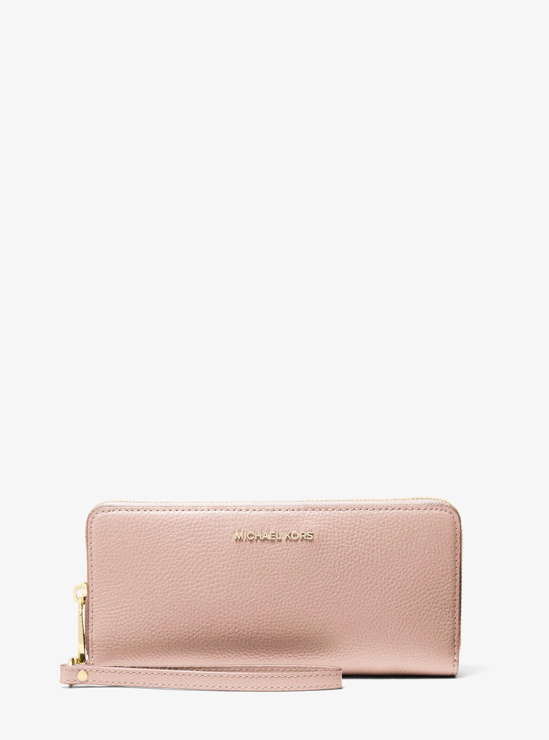 Jet Set Travel Large Pebbled Leather Continental Wallet in SOFT PINK | Michael Kors