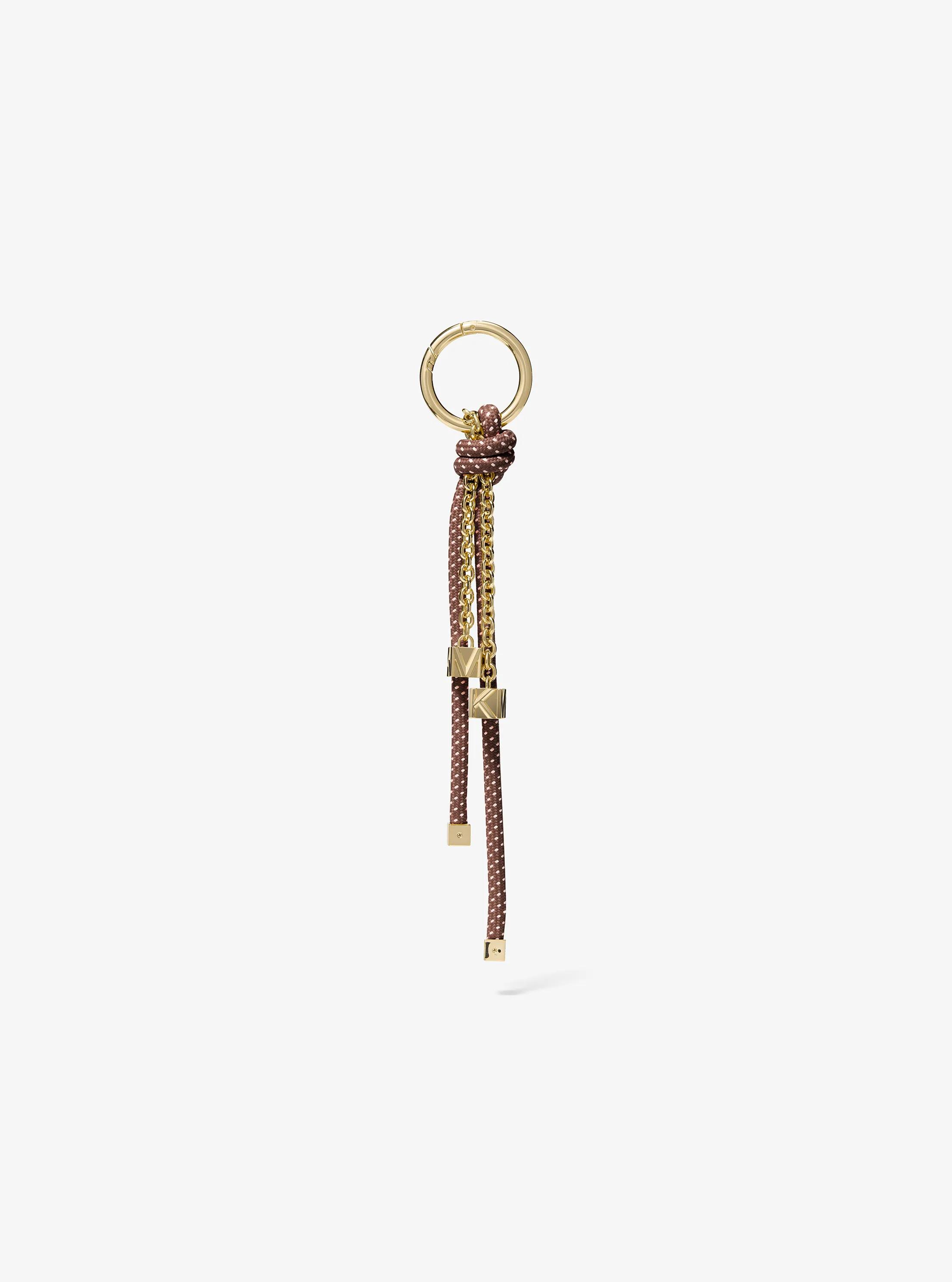 MK Breloque de sac dorée avec cordon moucheté - Marron - Michael Kors