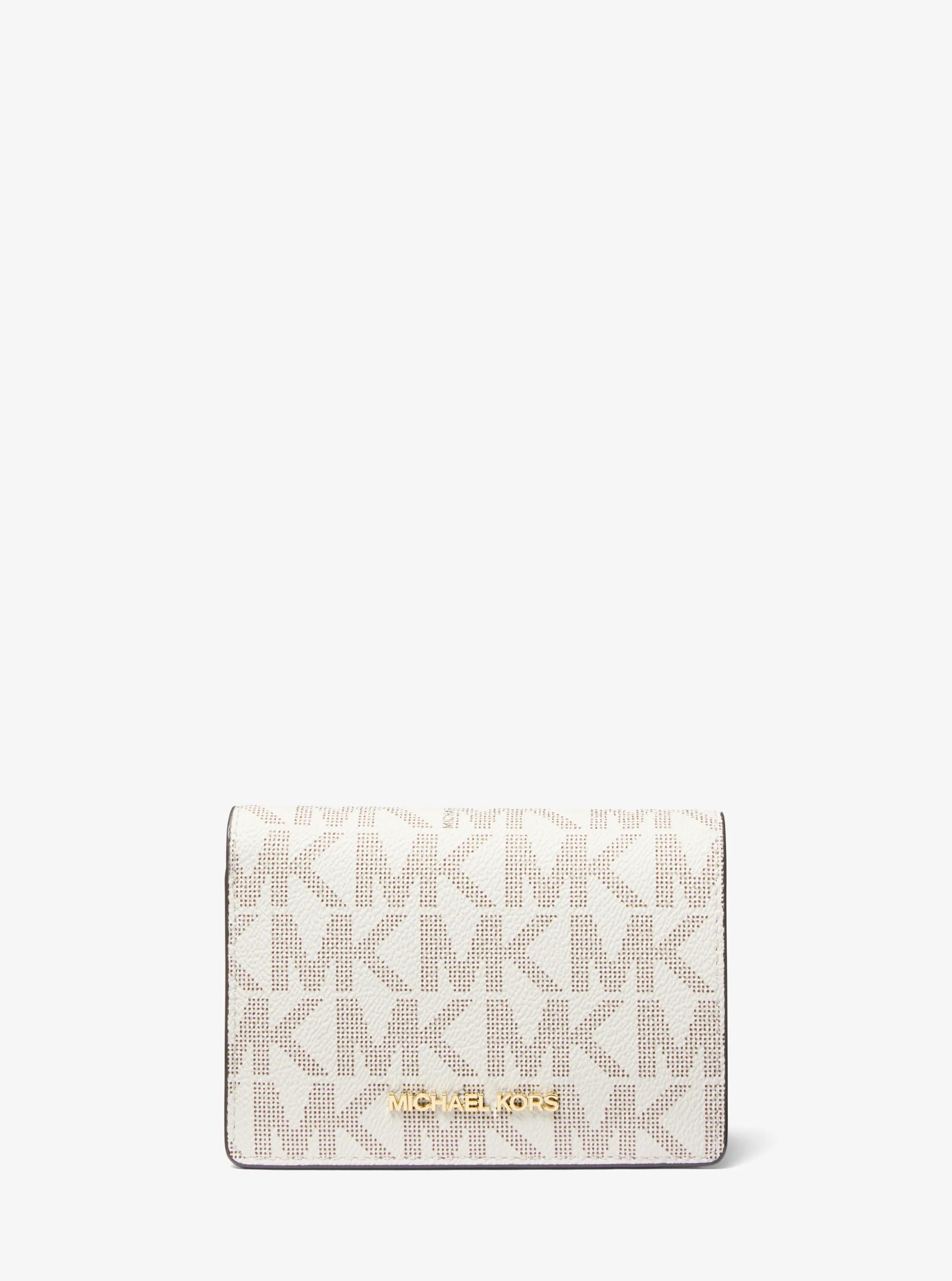 Jet Set Medium Signature Logo Wallet in VANILLA/LUGGAGE | Michael Kors