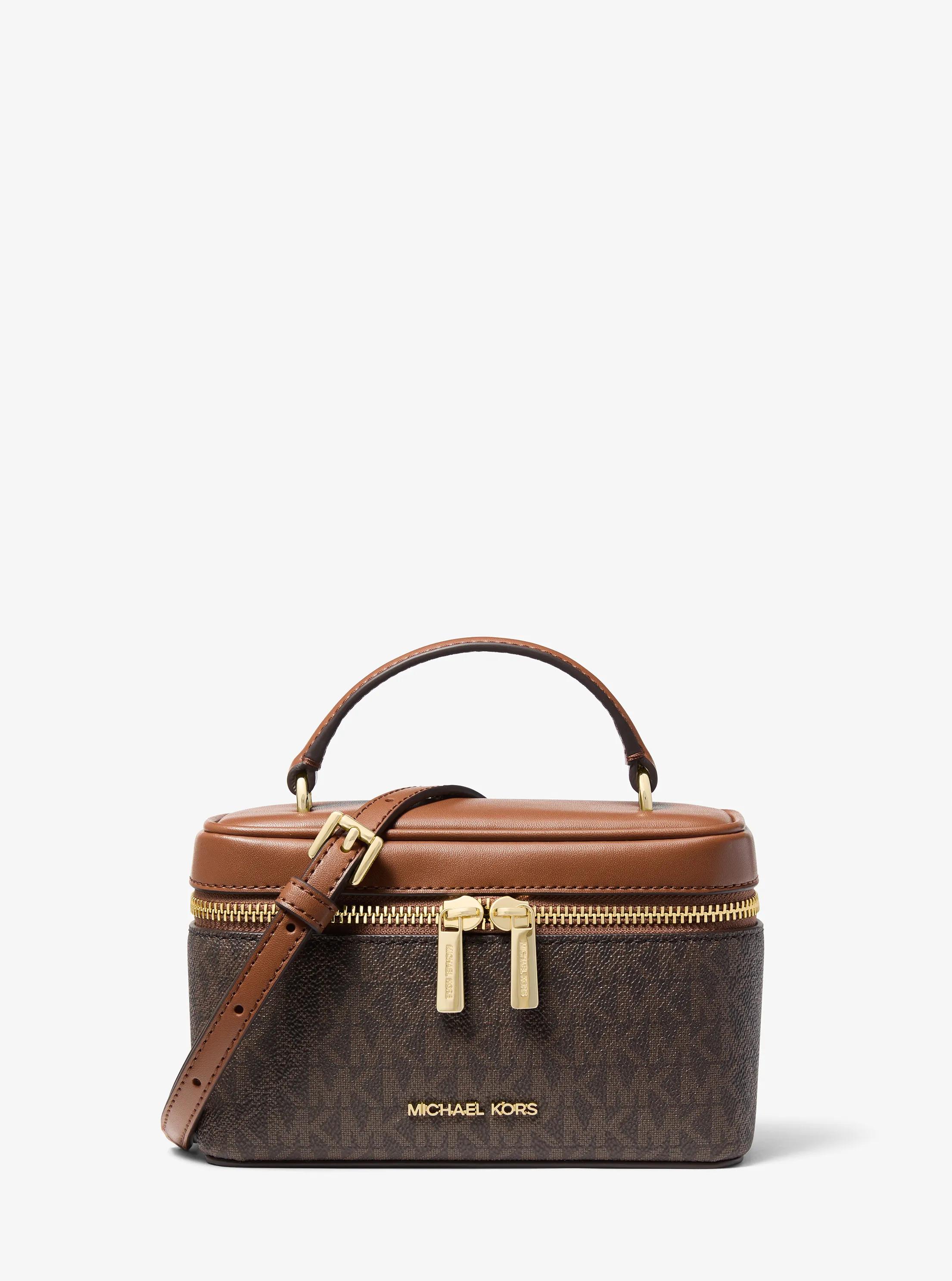 Vivi Small Signature Logo Vanity Crossbody Bag in BROWN | Michael Kors