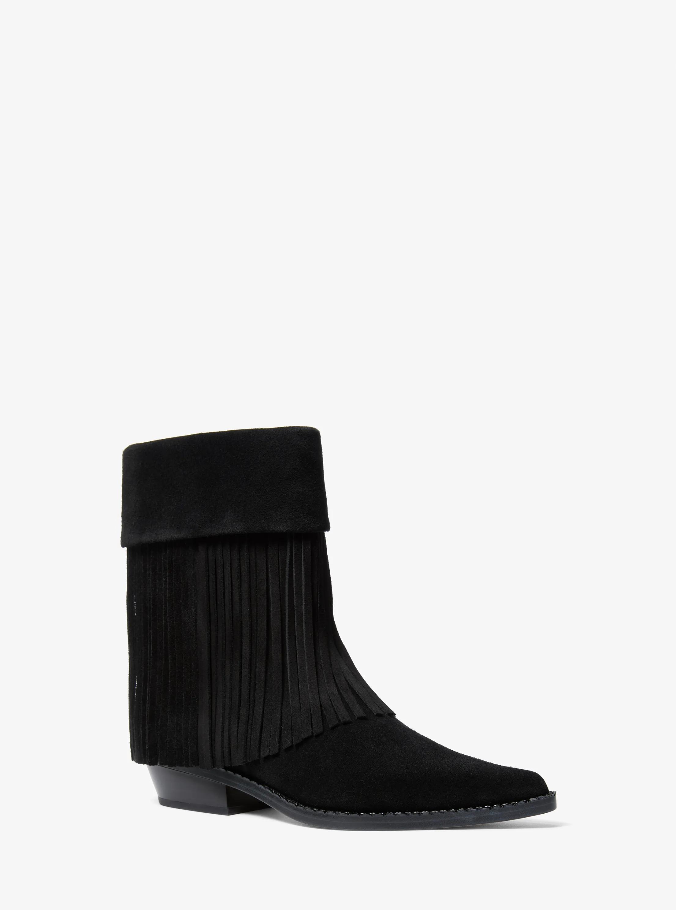 Nash Fringed Suede Boot in BLACK | Michael Kors