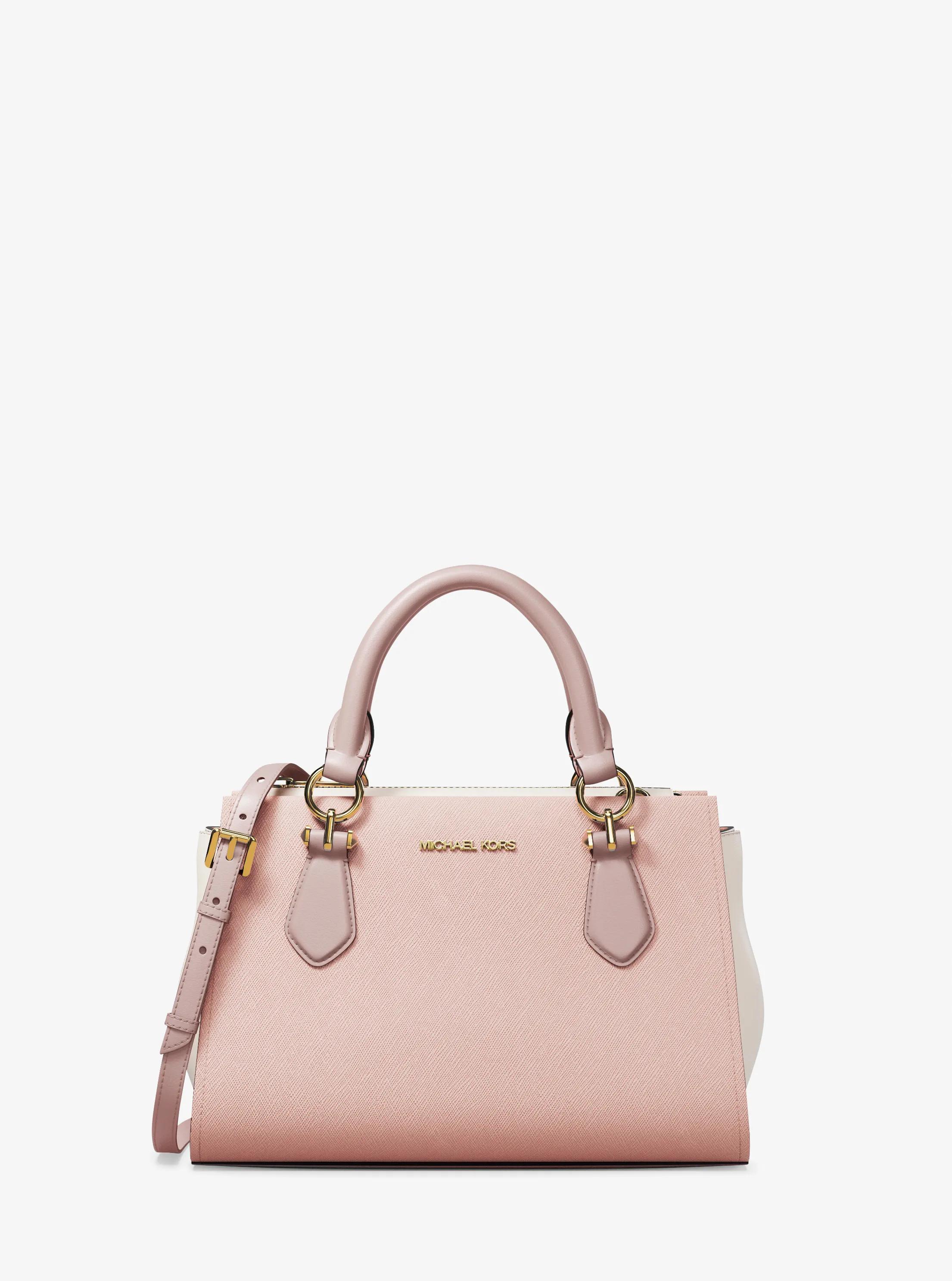Marilyn Small Color-Block Saffiano Leather Messenger Bag in PWD BLSH MLT | Michael Kors