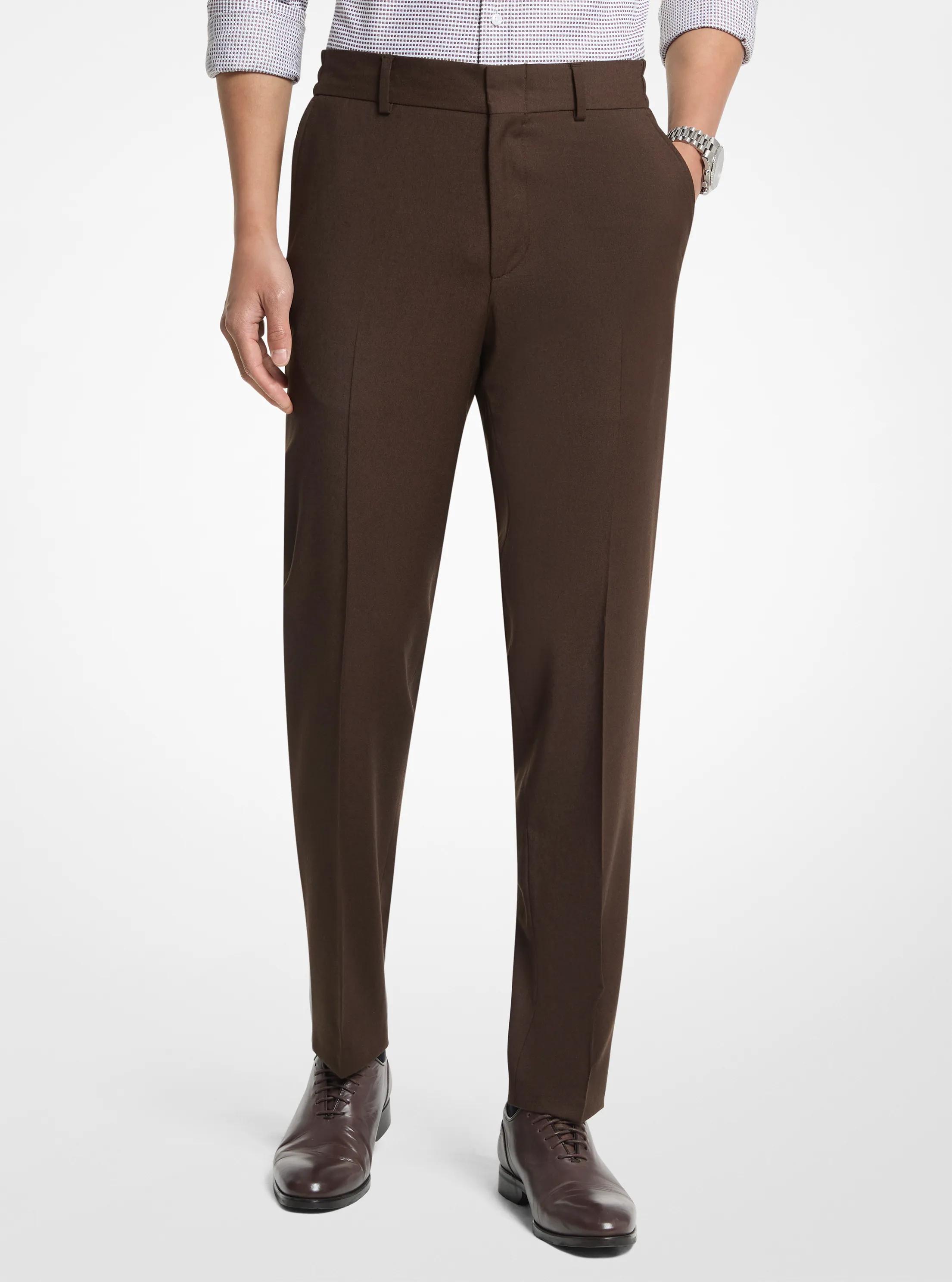 Slim-Fit Wool Blend Pants in BROWN | Michael Kors