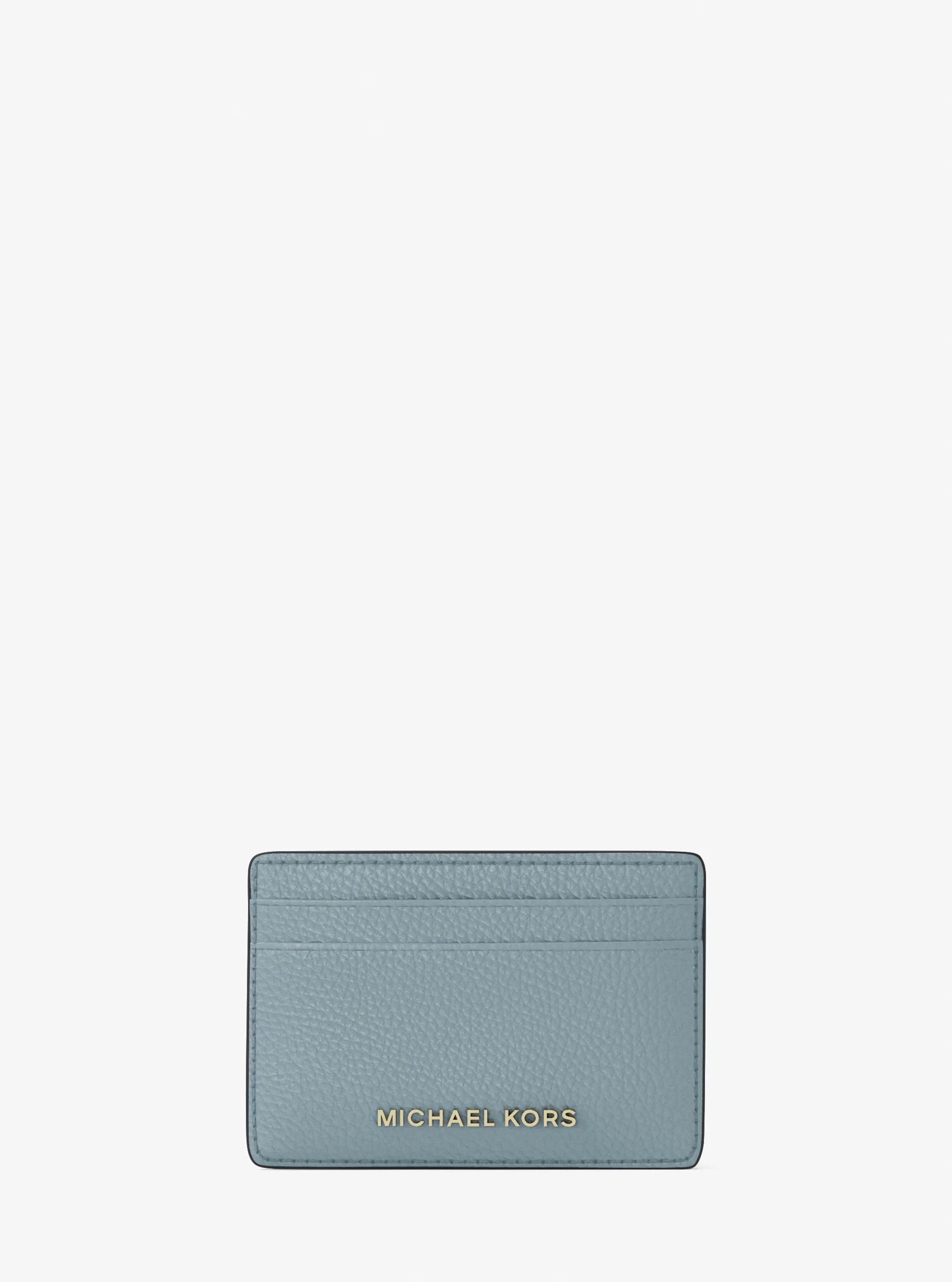 MK Porte-cartes en cuir grainé - Bleu - Michael Kors