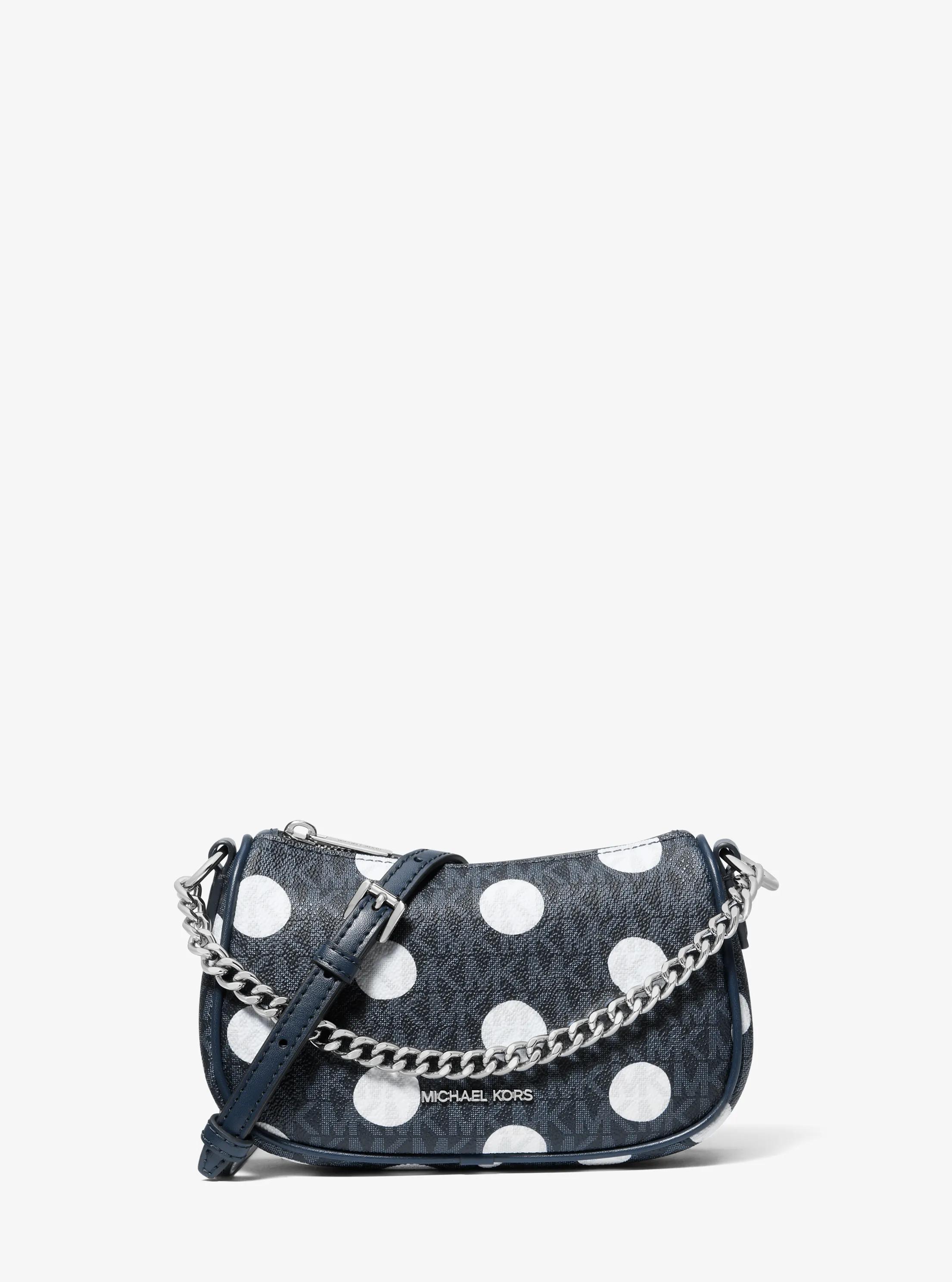 Bolso pochette Carmela peque&ntilde;o con lunares y logotipo exclusivo in AZUL MARINO | Michael Kors