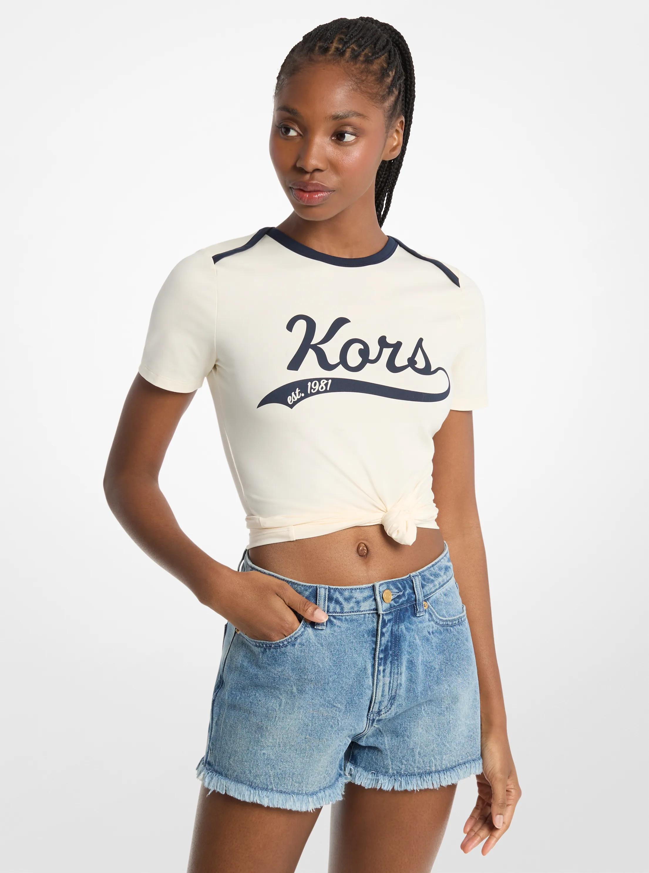 KORS Stretch Jersey T-Shirt in BONE | Michael Kors