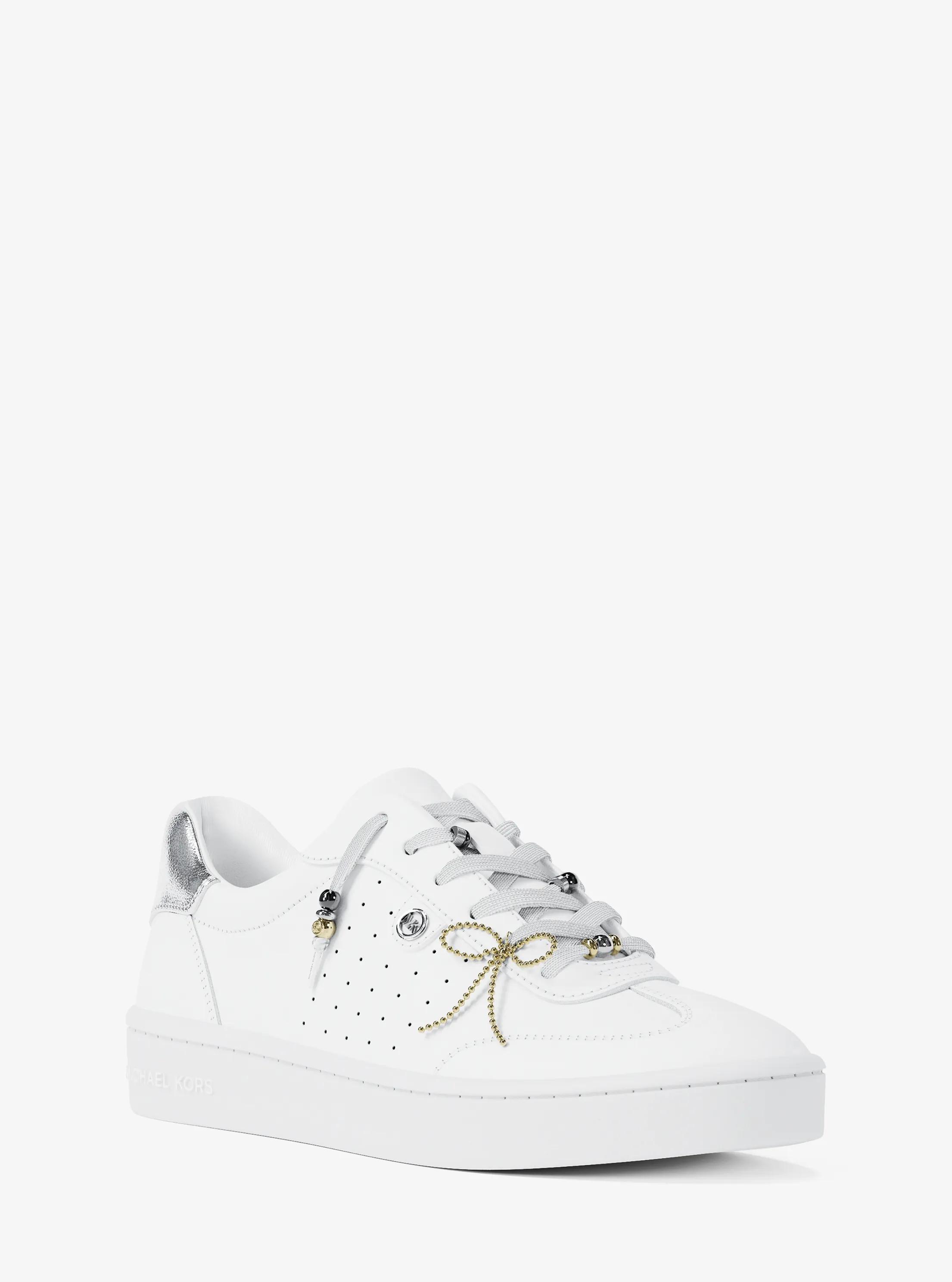 Scotty Embellished Leather Sneaker in OPTIC WHITE | Michael Kors