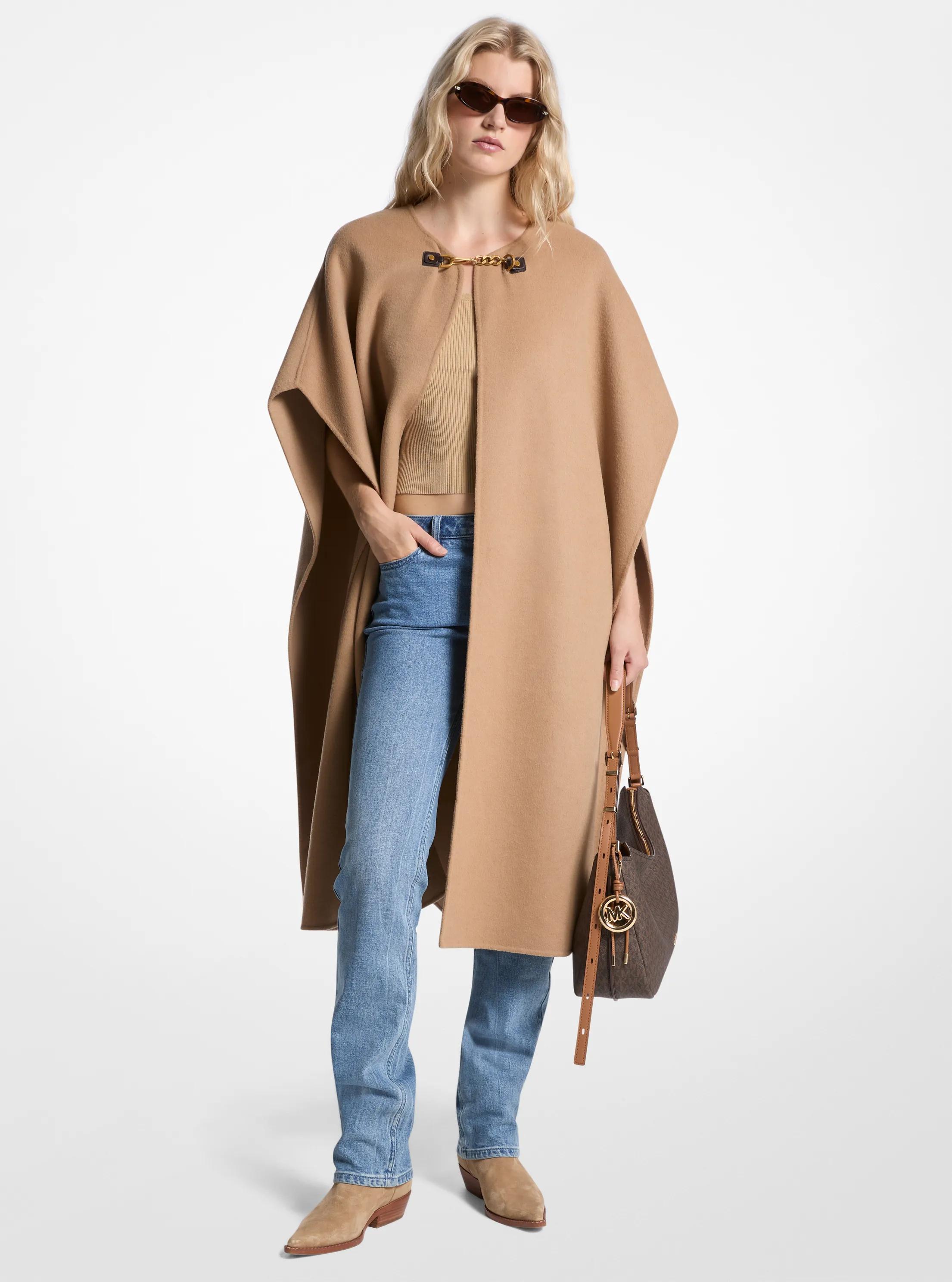 MK Cape en laine mélangée double face - Marron - Michael Kors