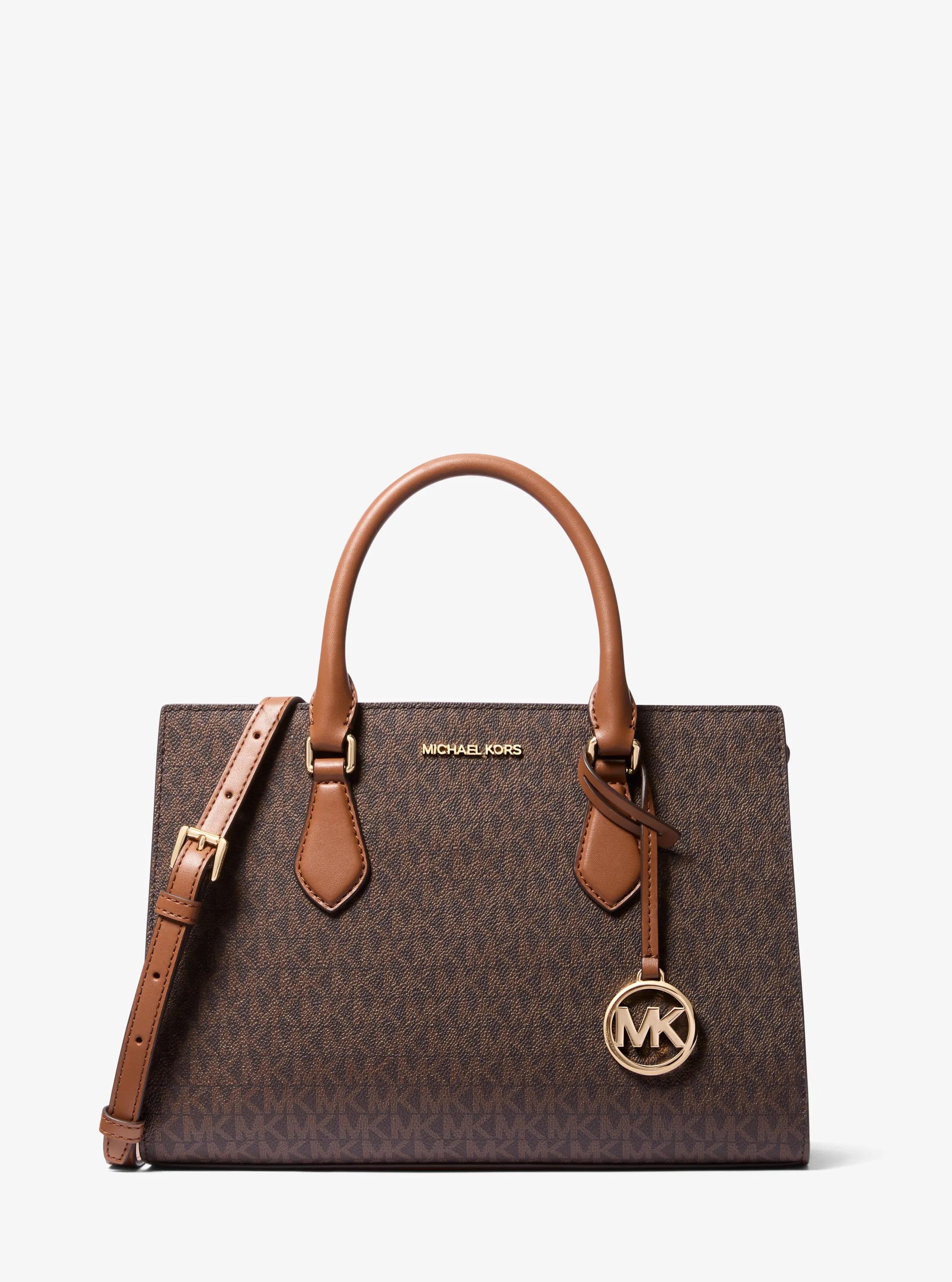 Sheila Medium Logo Satchel in BROWN | Michael Kors