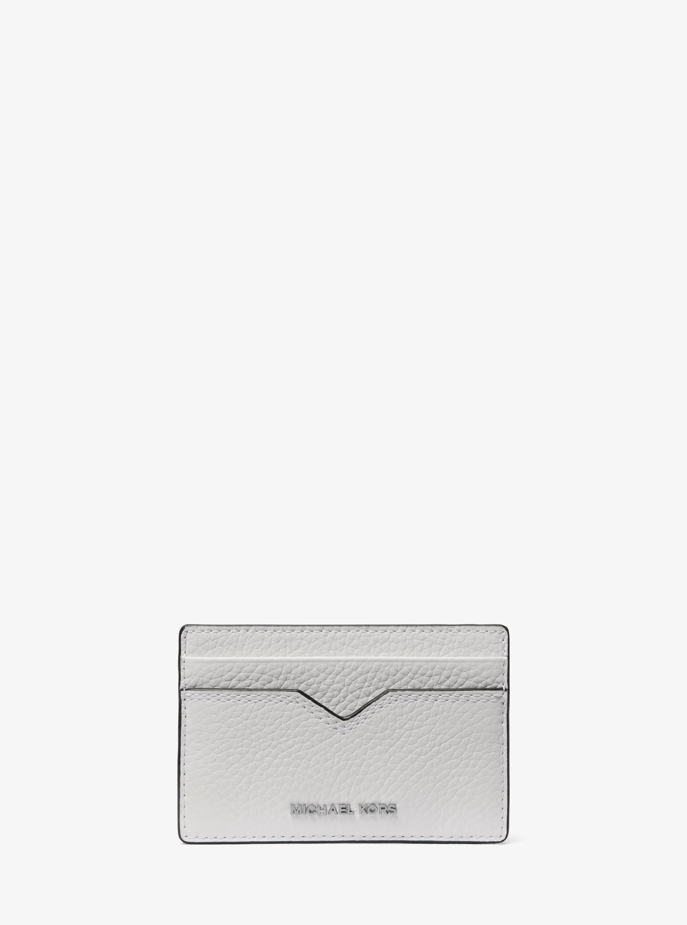 MK Porte-cartes Hudson en cuir grainé - Blanc - Michael Kors