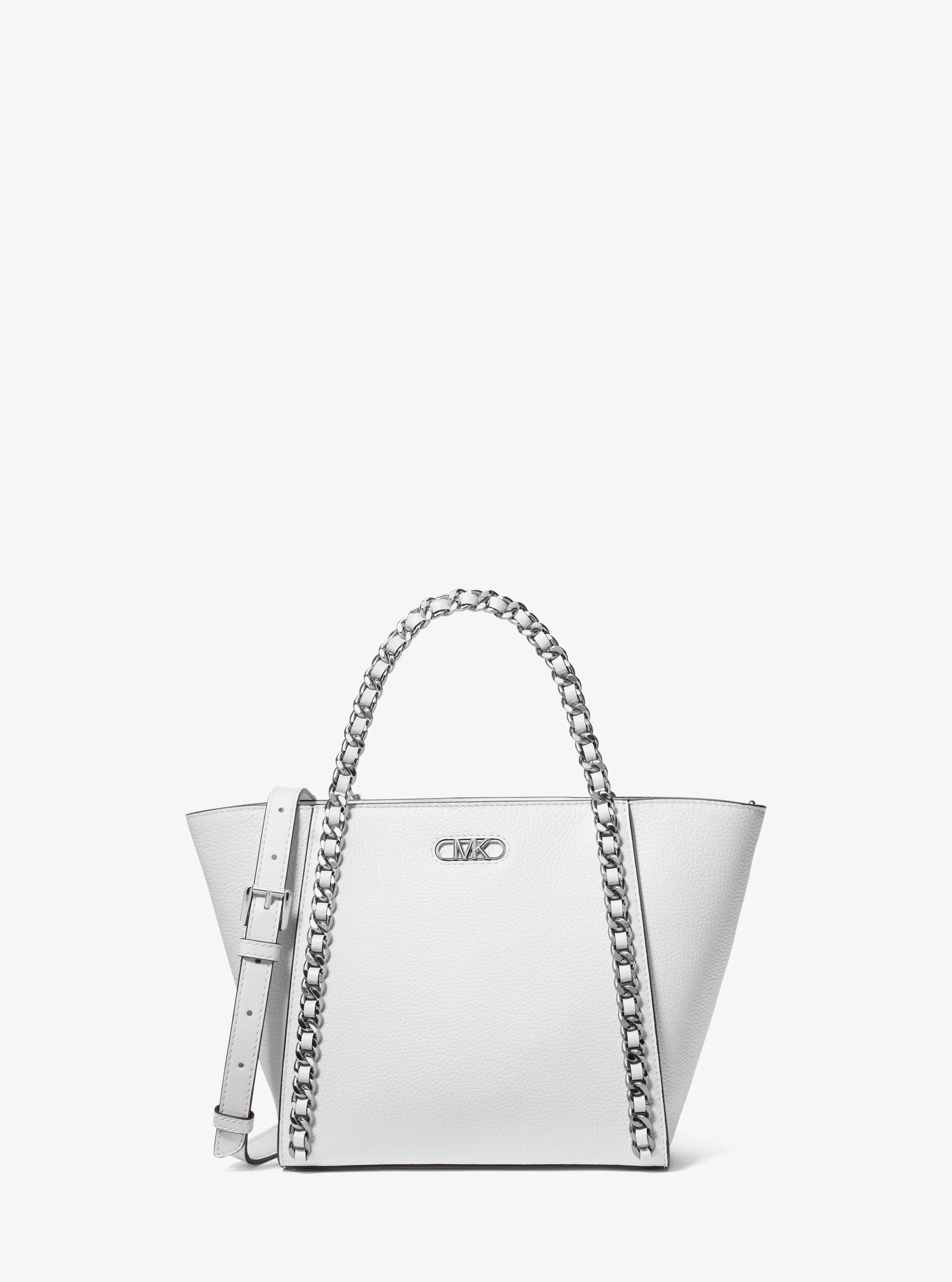 Bolso tote Westley peque&ntilde;o de piel granulada con cadena de eslabones in BLANCO INTENSO | Michael Kors