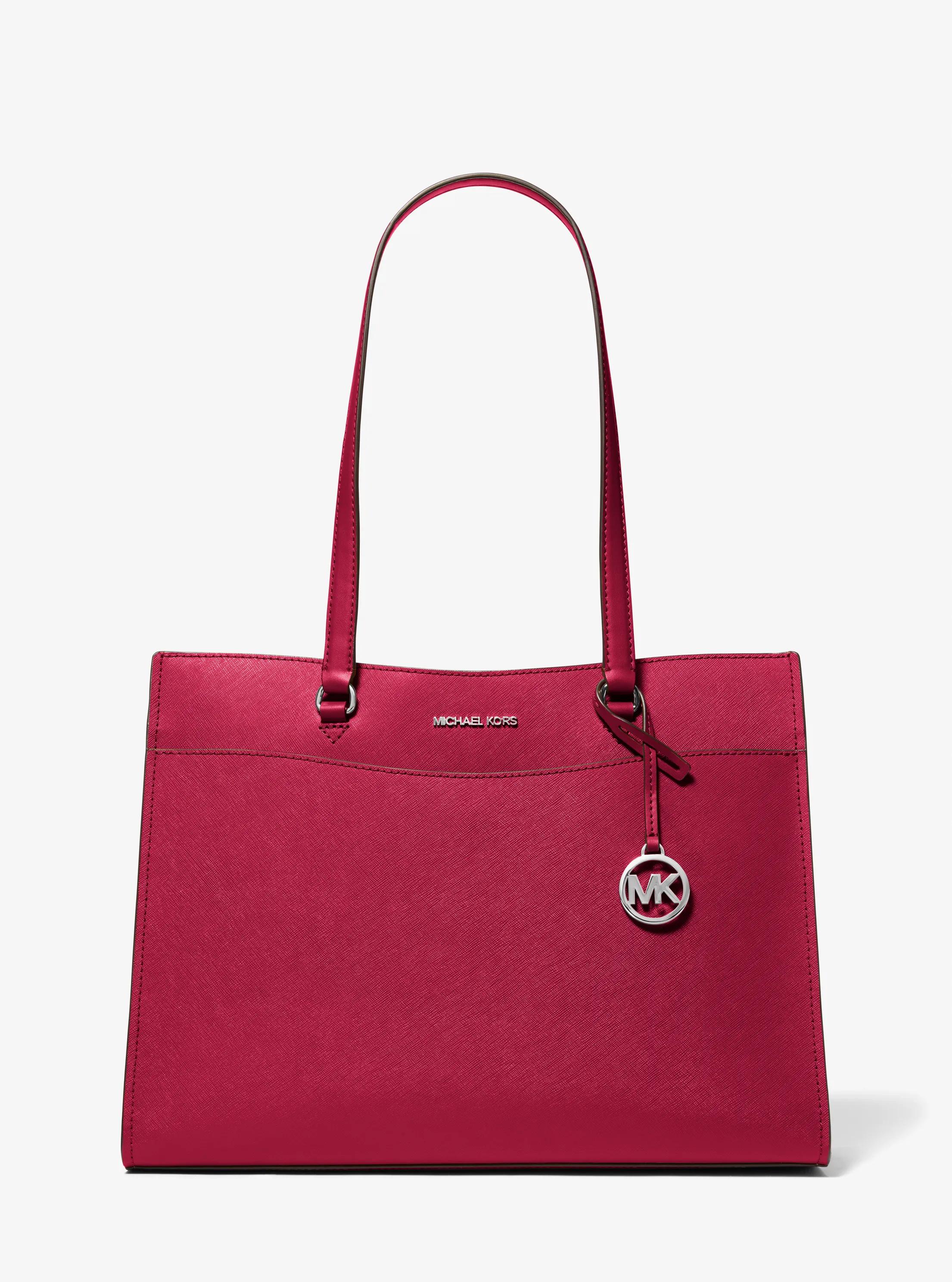 Grand sac fourre-tout Jet Set Travel en cuir Saffiano in FRAMBOISE FONC&Eacute; | Michael Kors