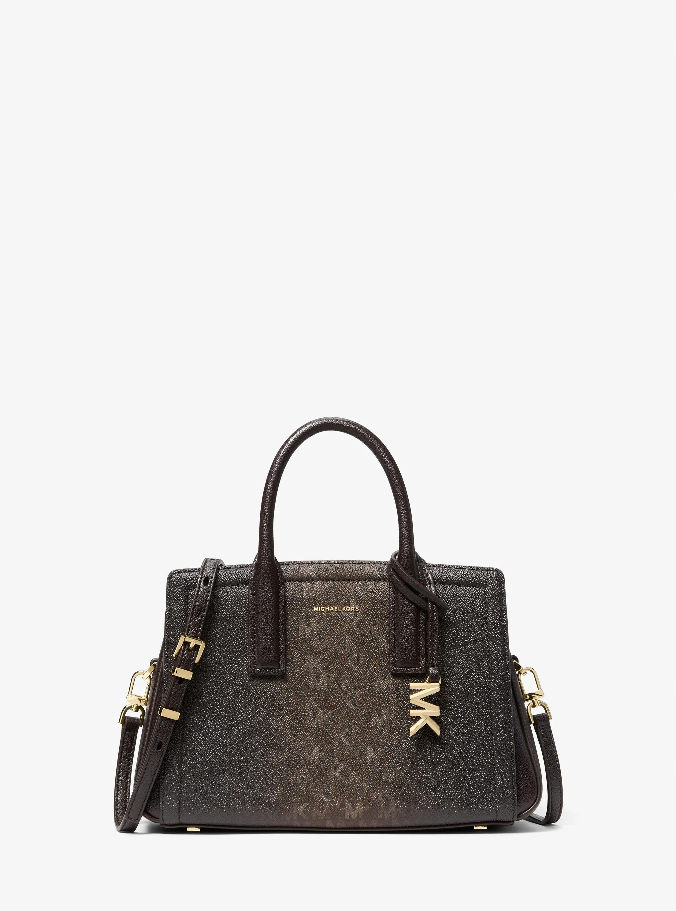 Laila Small Signature Logo Satchel in CHOCOLATE | Michael Kors