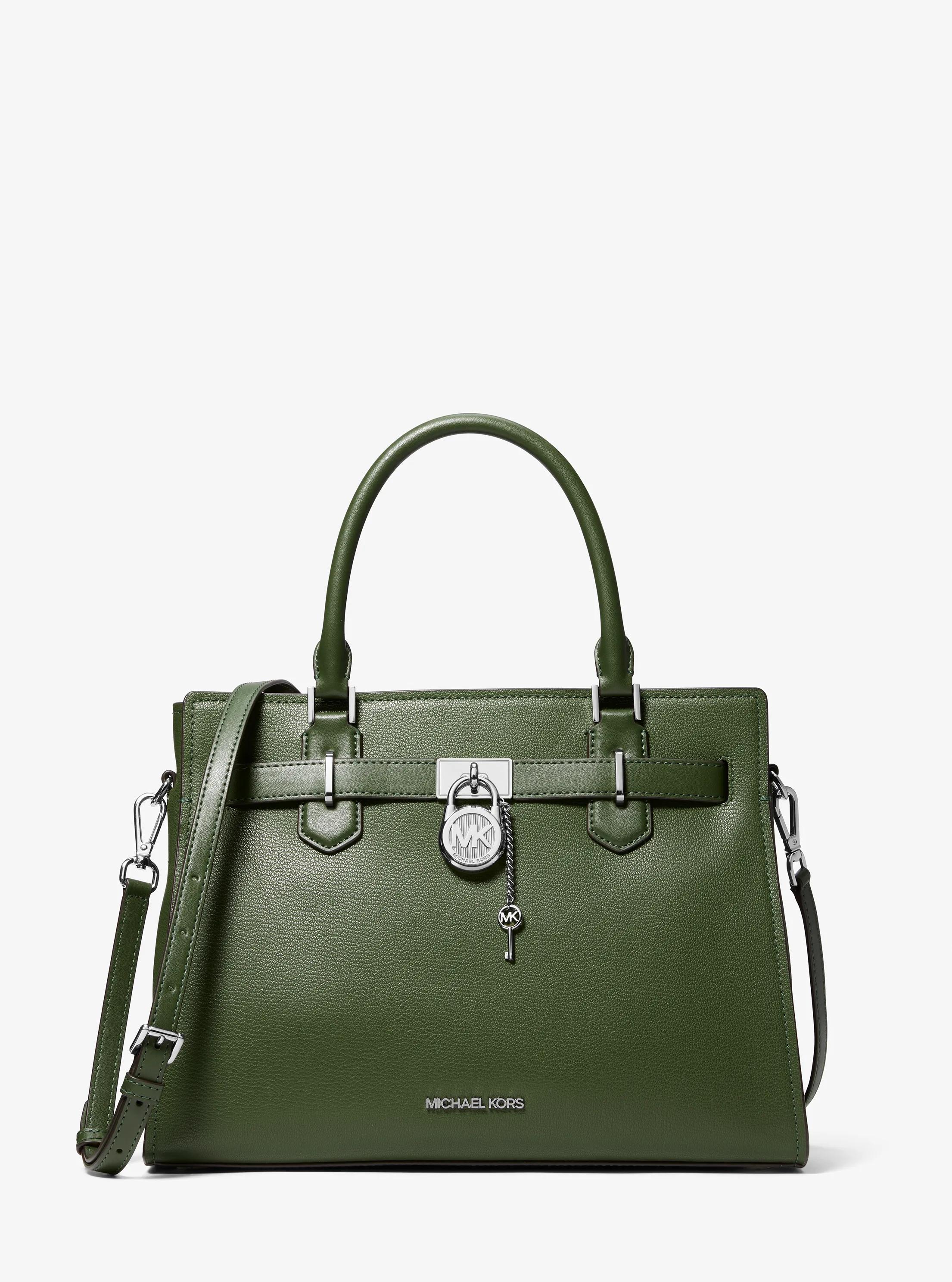 Landon Medium Leather Satchel in AMAZON GREEN | Michael Kors