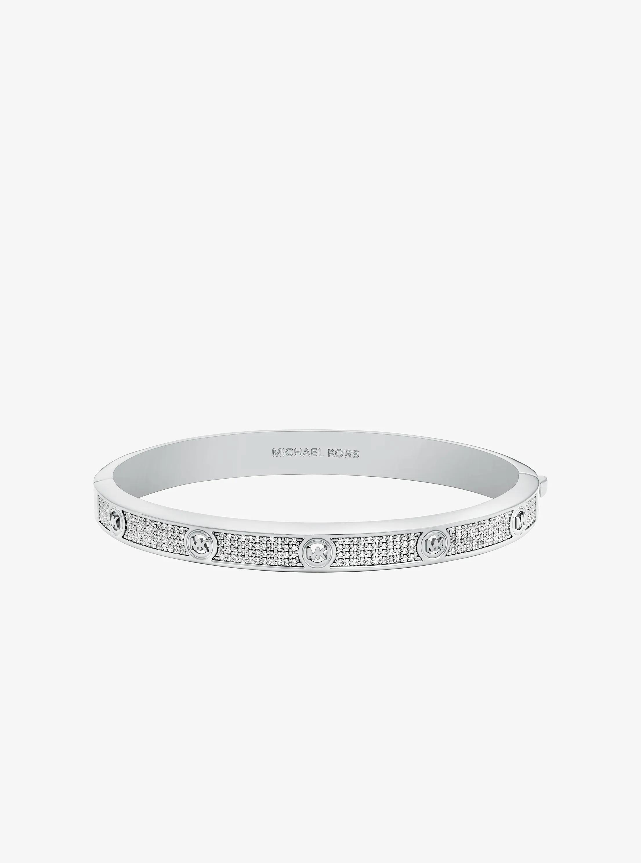 Pav&eacute; Logo Stud Bangle in SILVER | Michael Kors