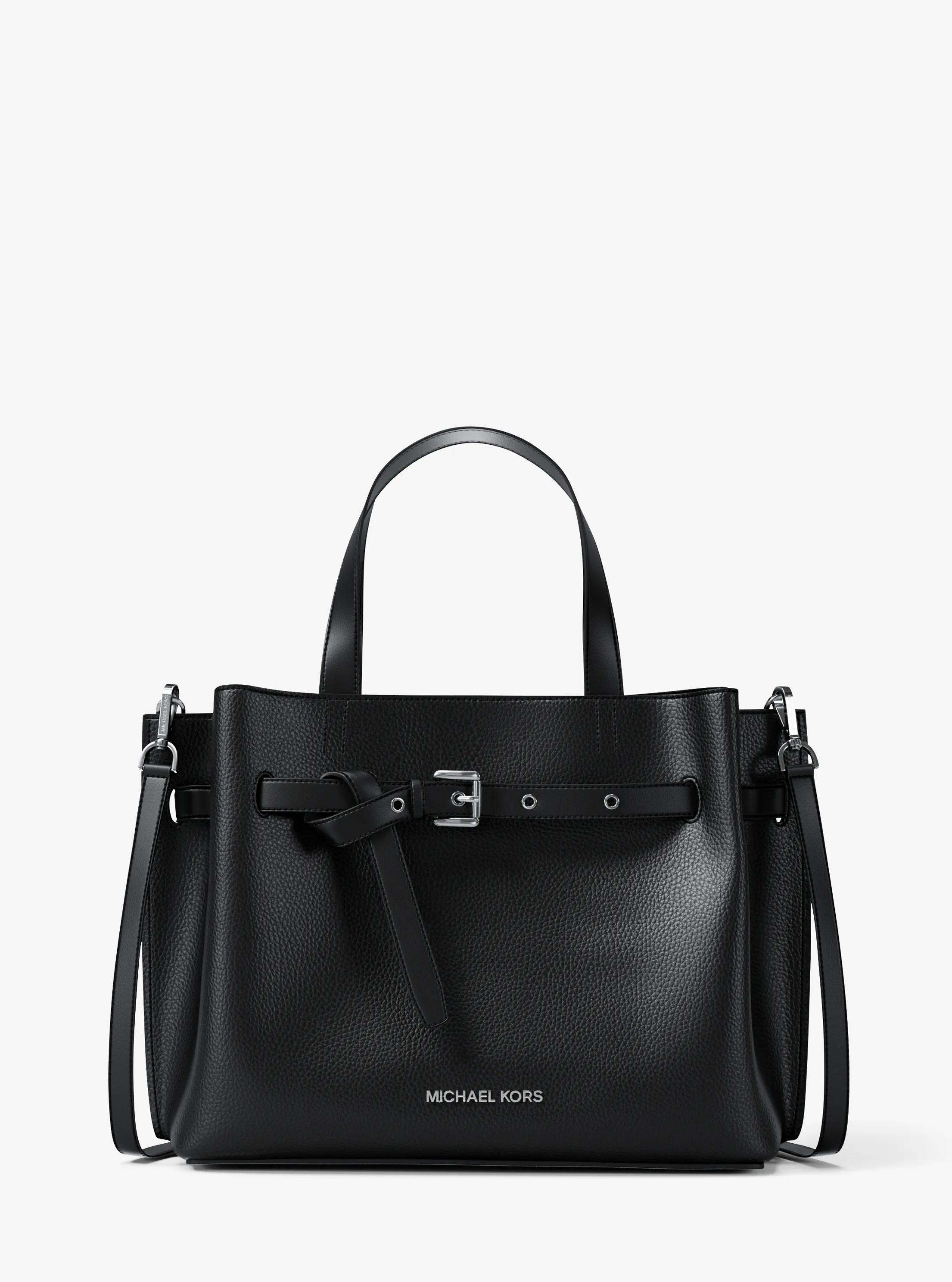 Bolso satchel Emilia mediano de piel granulada in NEGRO | Michael Kors