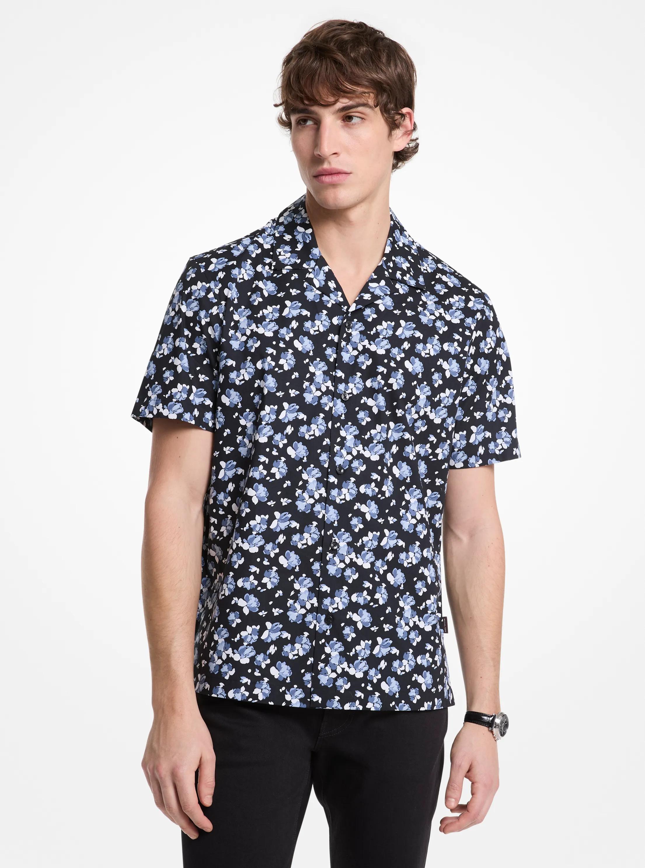 Floral Stretch Cotton Camp Shirt in CHAMBRAY | Michael Kors