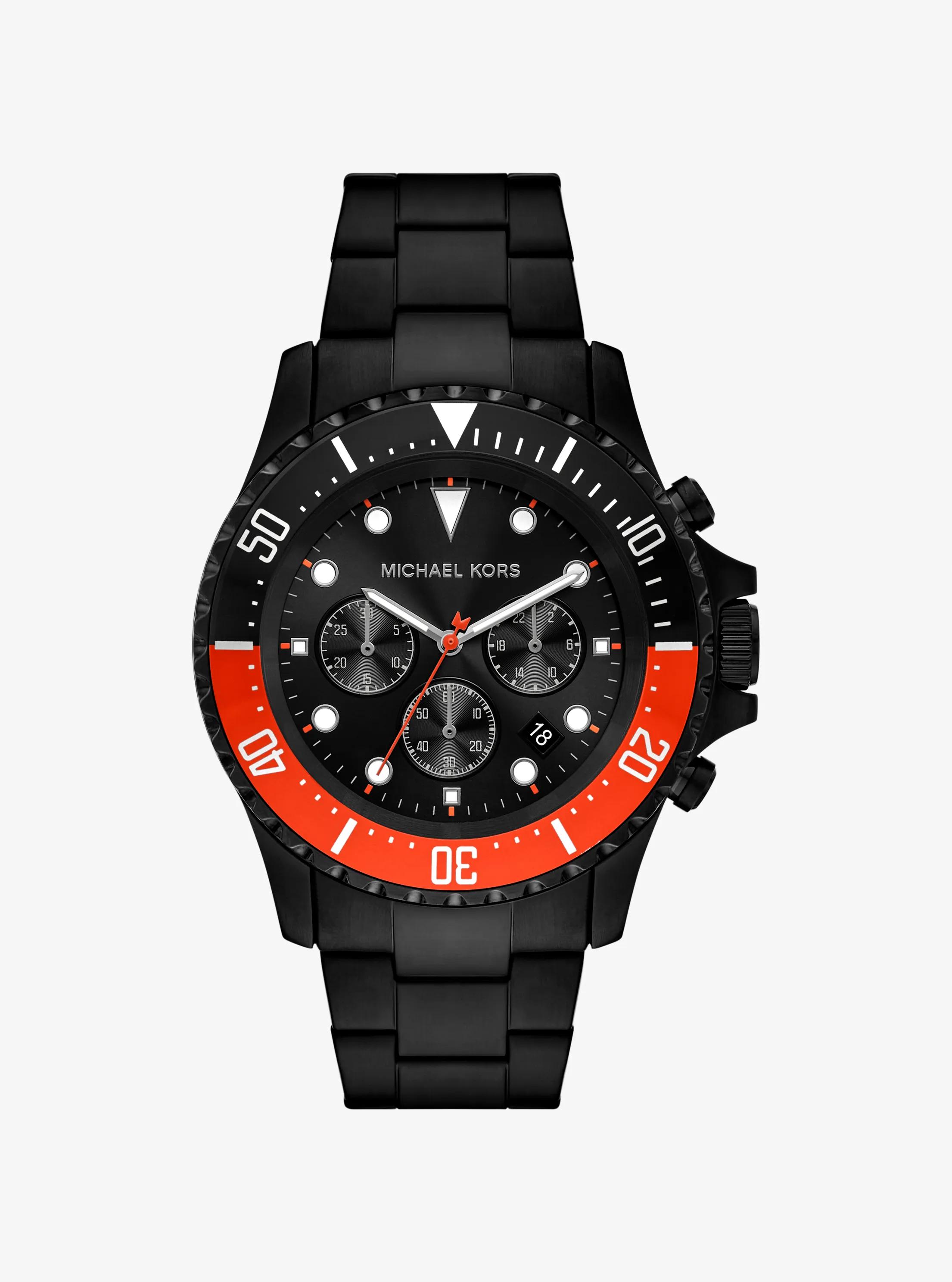 Oversized Everest Black-Tone Watch in RED CLAY | Michael Kors