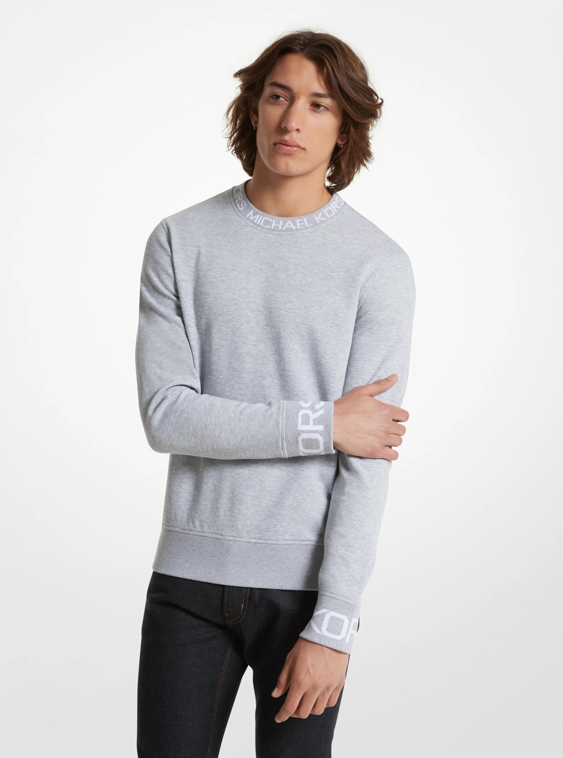 Logo Trim Cotton Blend Sweatshirt in HEATHER GREY | Michael Kors